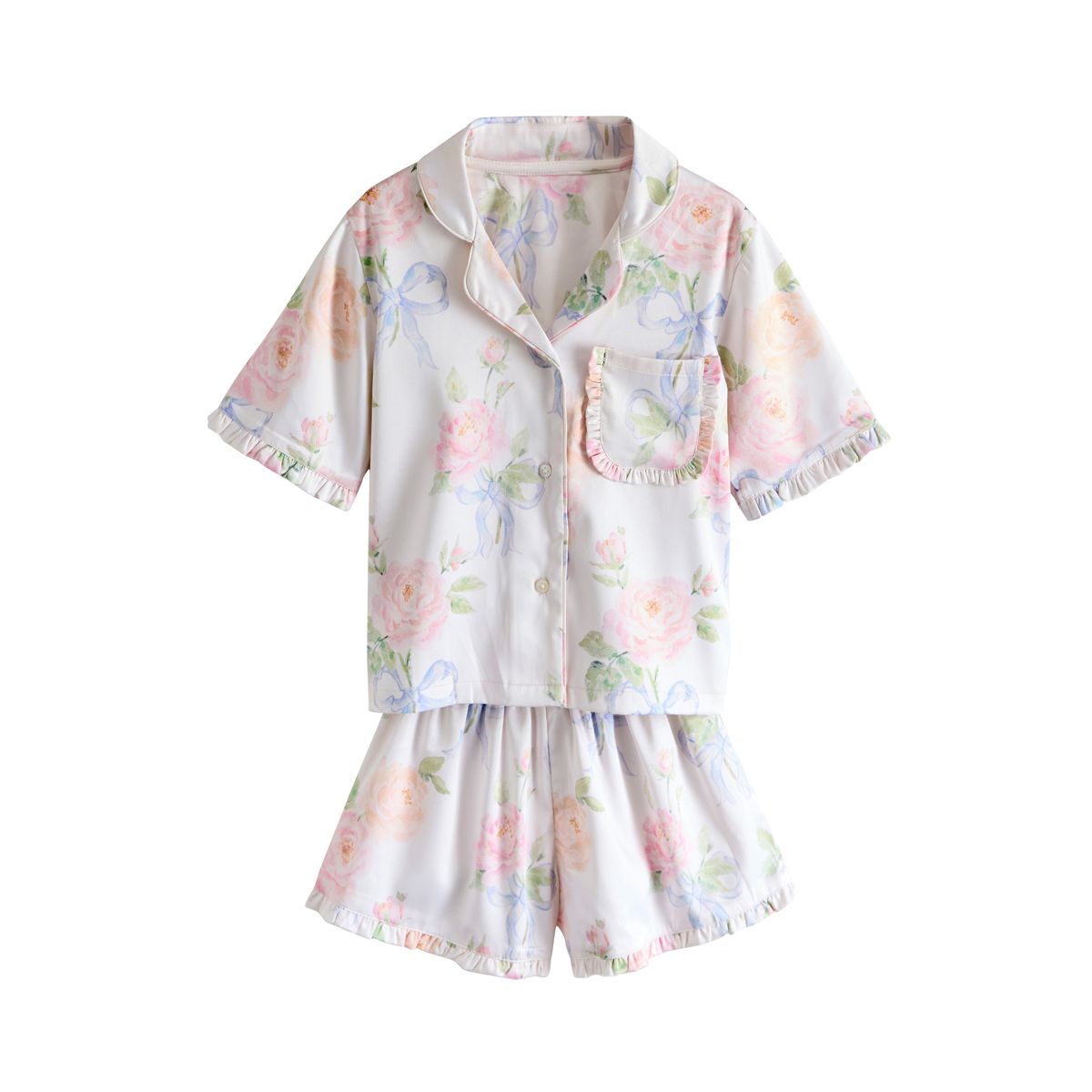 Pyjama short boutonné en satin, NEXT