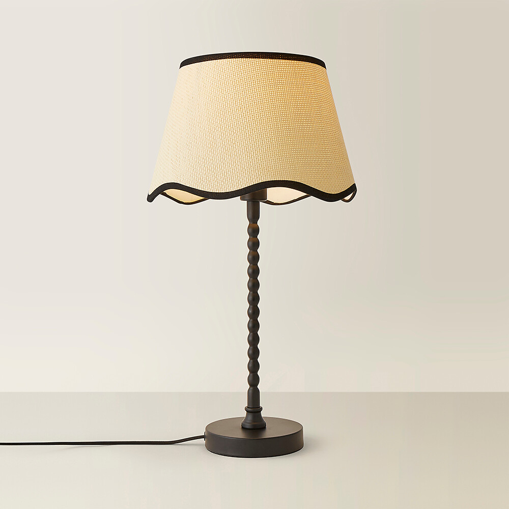 Max Bobble Table Lamp with Scallop Black Trim Drum Shade, SO'HOME