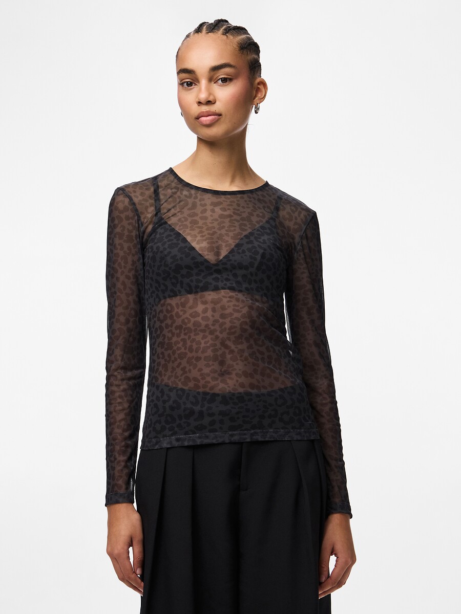 T-shirt manches longues imprimé, PIECES