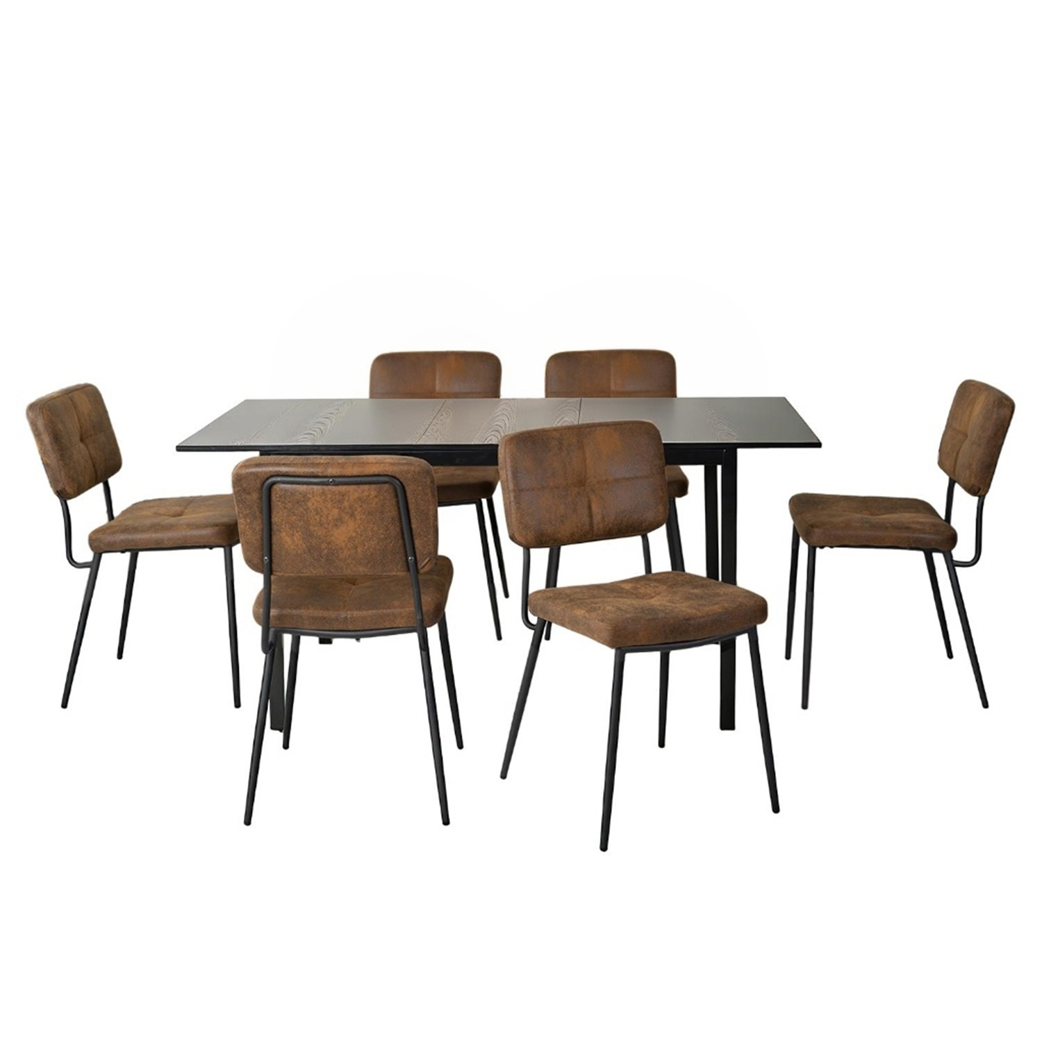 Ensemble de table à manger extensible à allonge avec 6 chaises, BARI6PCSSET, MEUBLES COSY