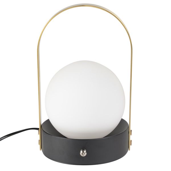 Lampe à poser blanche en verre, cuivre et fer, ZAGO