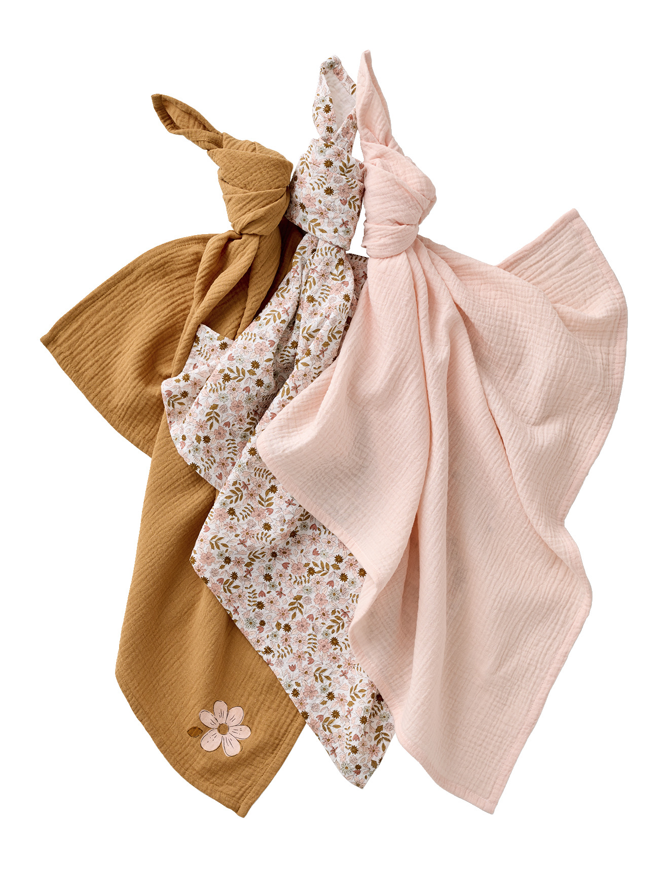 Lot de 3 langes en gaze de coton FLORA, VERTBAUDET