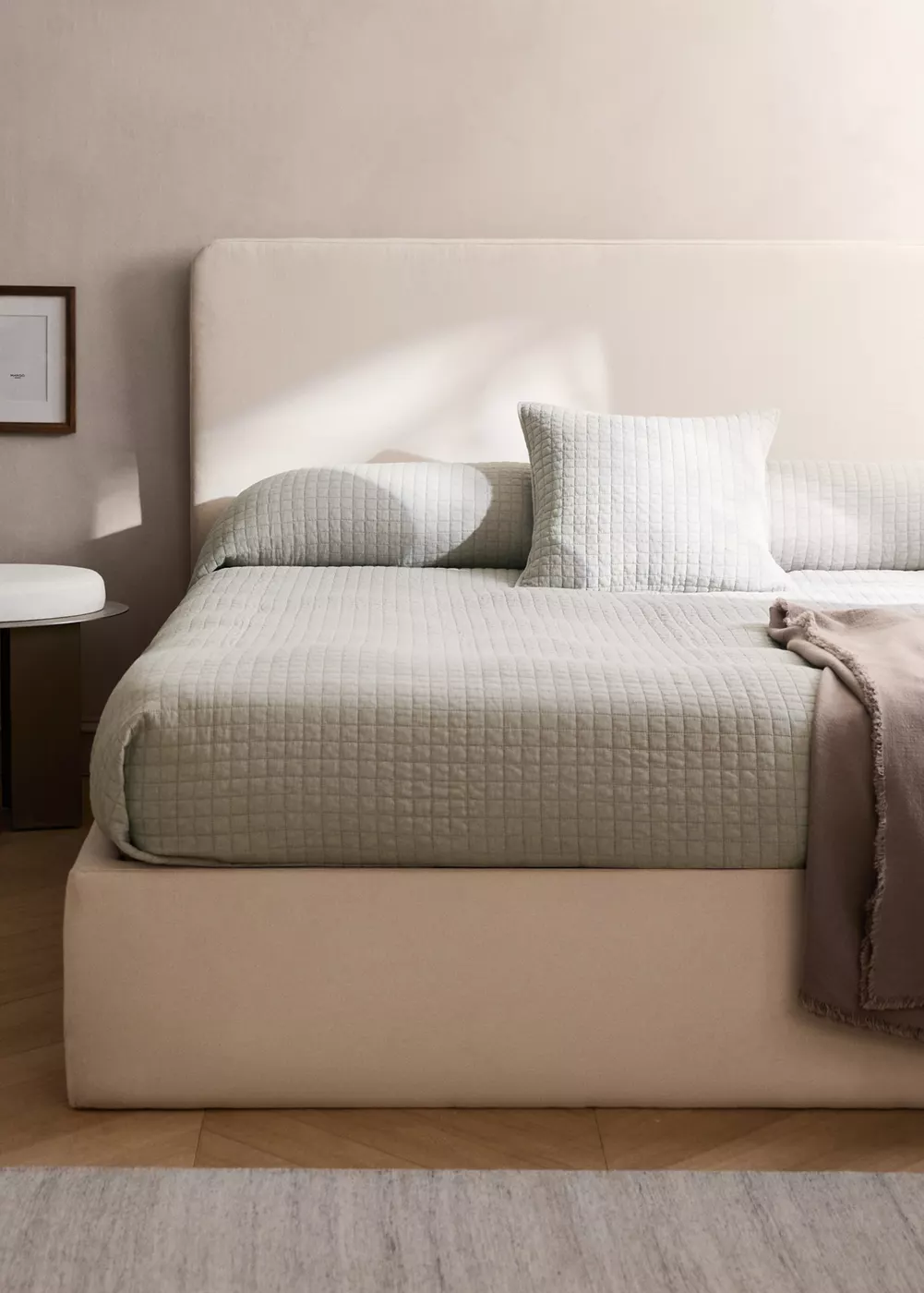 Couvre-lit coton garment-dyed carreaux lit 90/105 cm, MANGO HOME