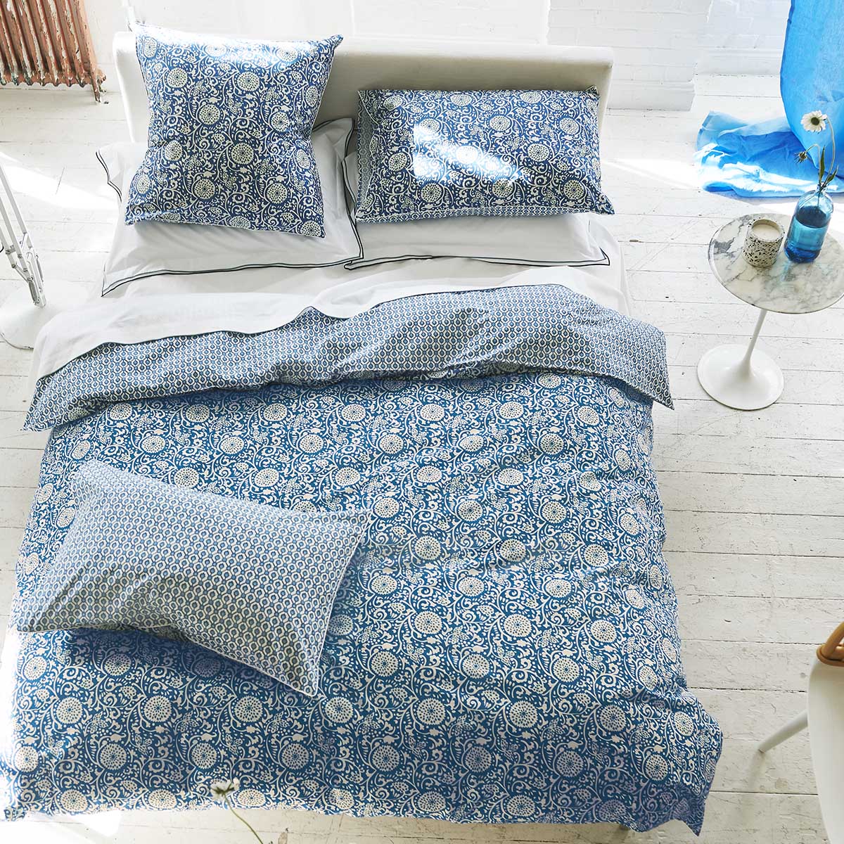 Housse de couette imprimée en percale de coton, SHAQUI PORCELAIN, DESIGNERS GUILD