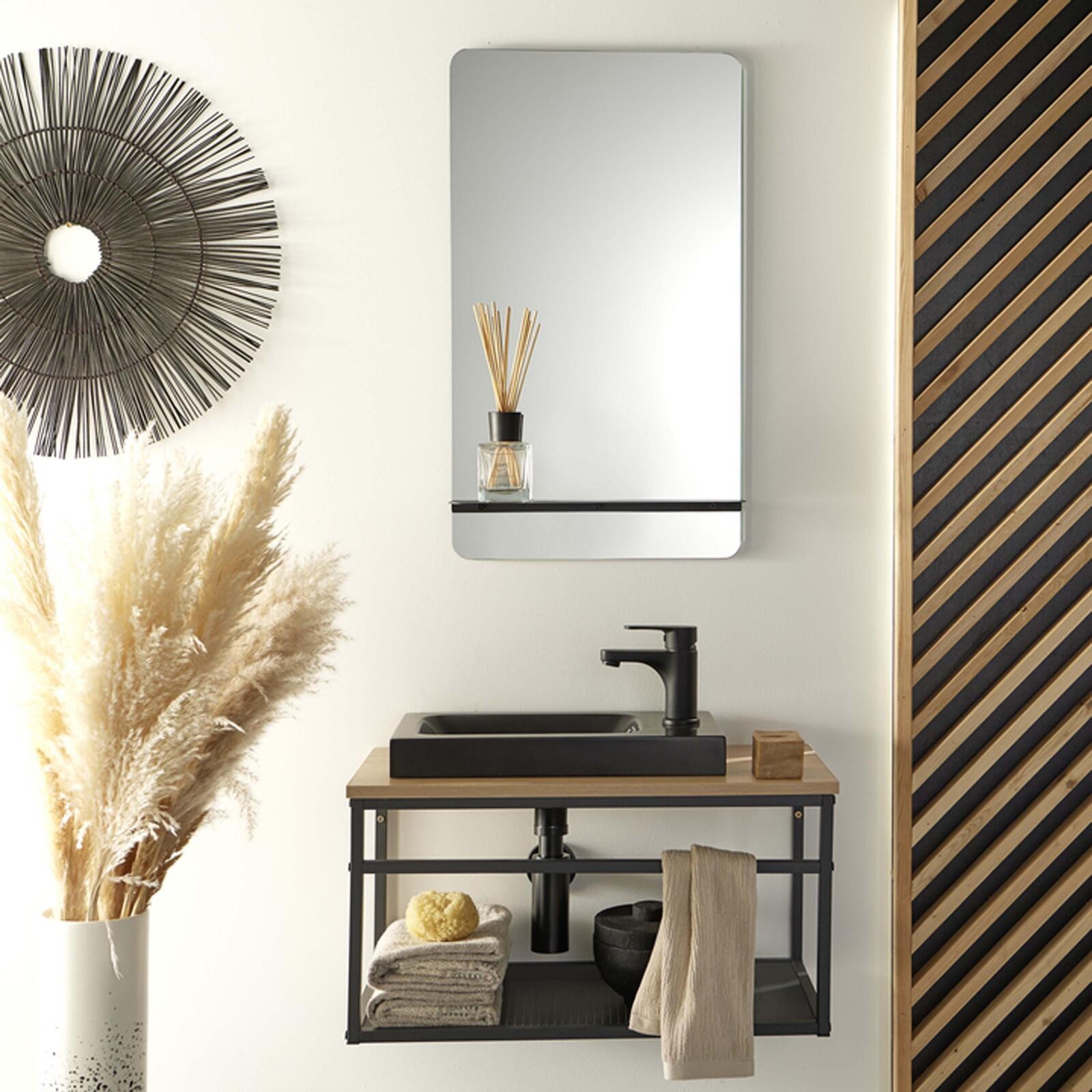 Ensemble lave-mains grande largeur avec robinet et miroir 60cm WILO, MOB IN