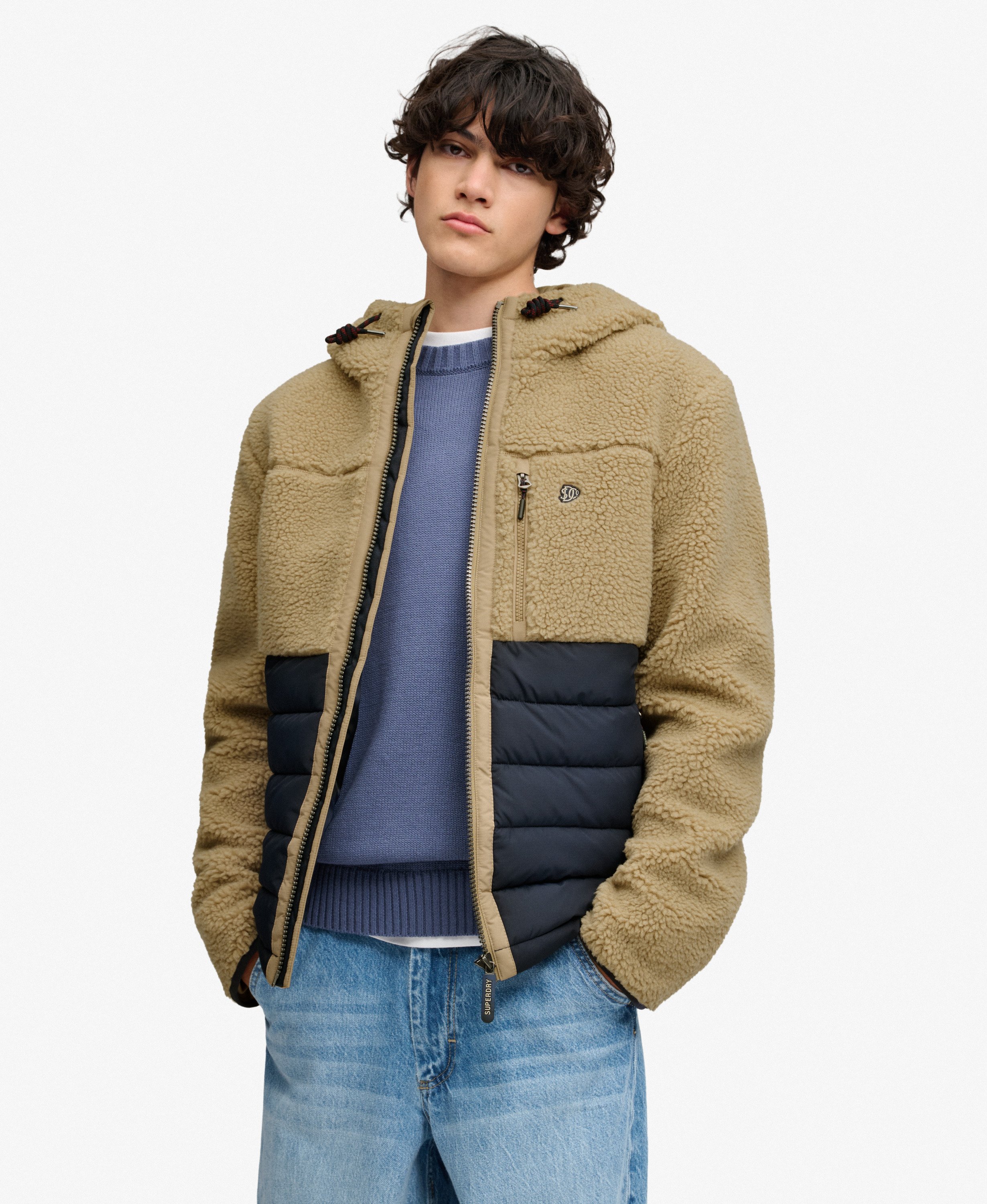 Veste Hybride Matelassée à Capuche Outdoor Borg, SUPERDRY
