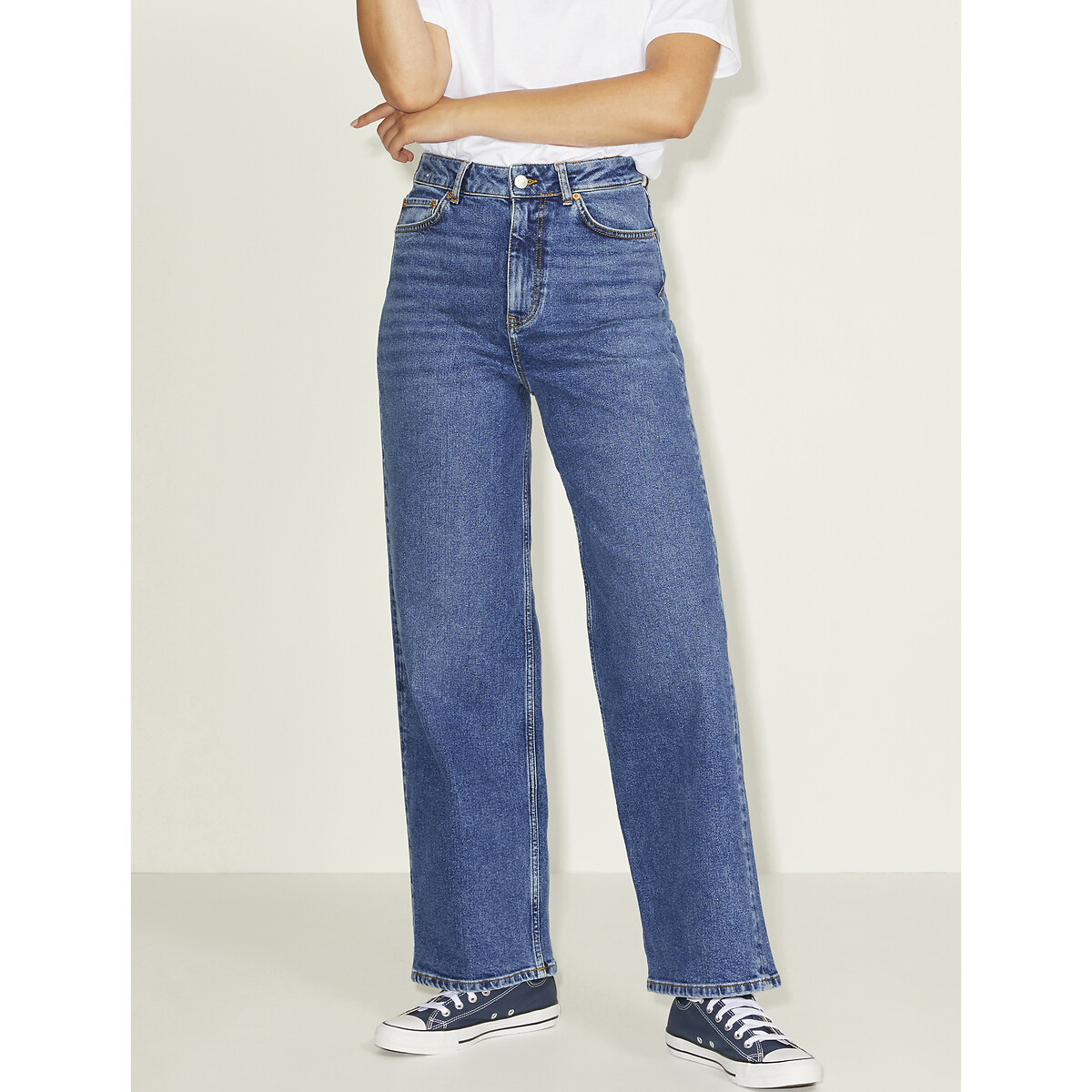 Organic cotton jeans with high waist and wide leg , medium blue, Jjxx ...
