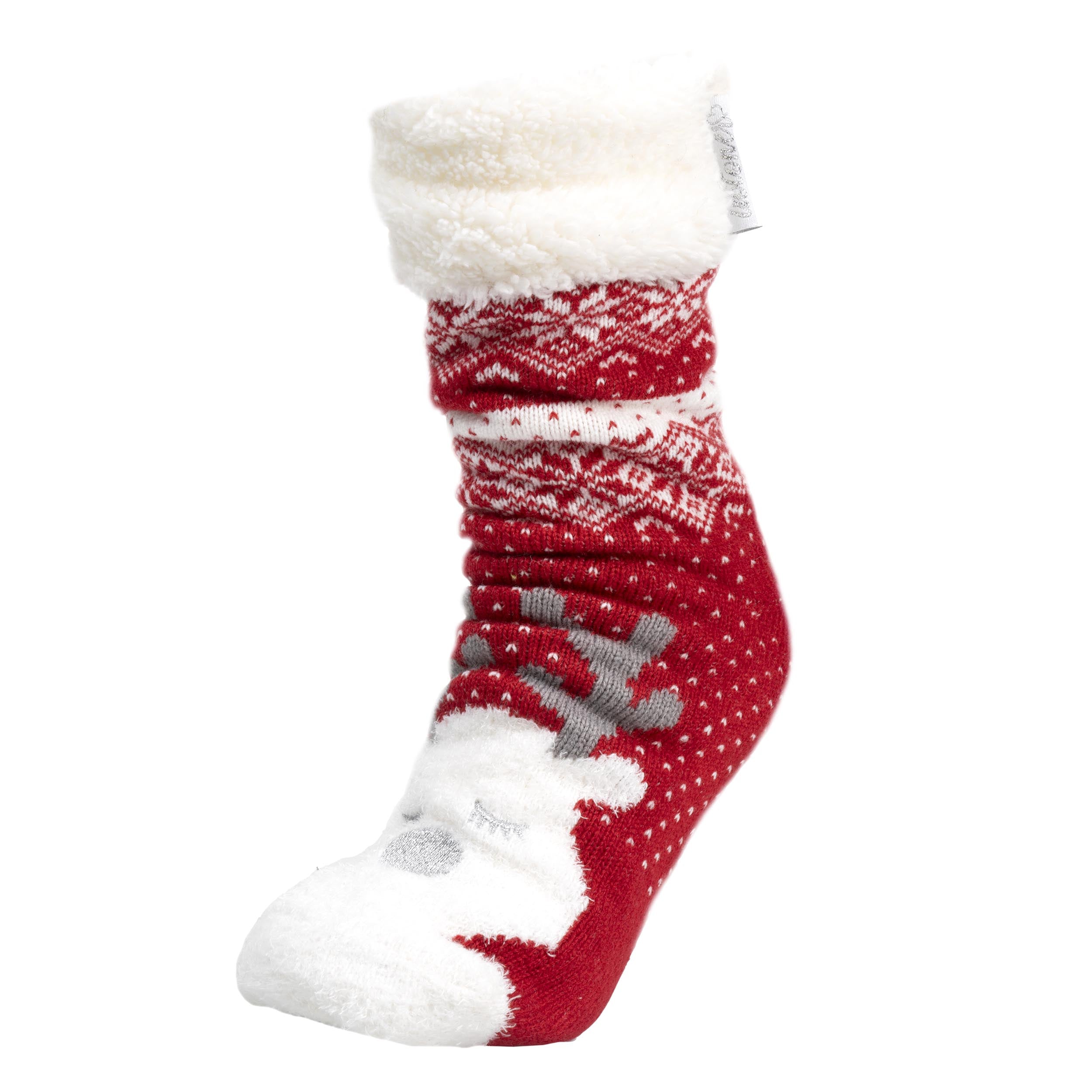Chaussettes d'intérieur en maille, doublé sherpa, antidérapante, ISOTONER