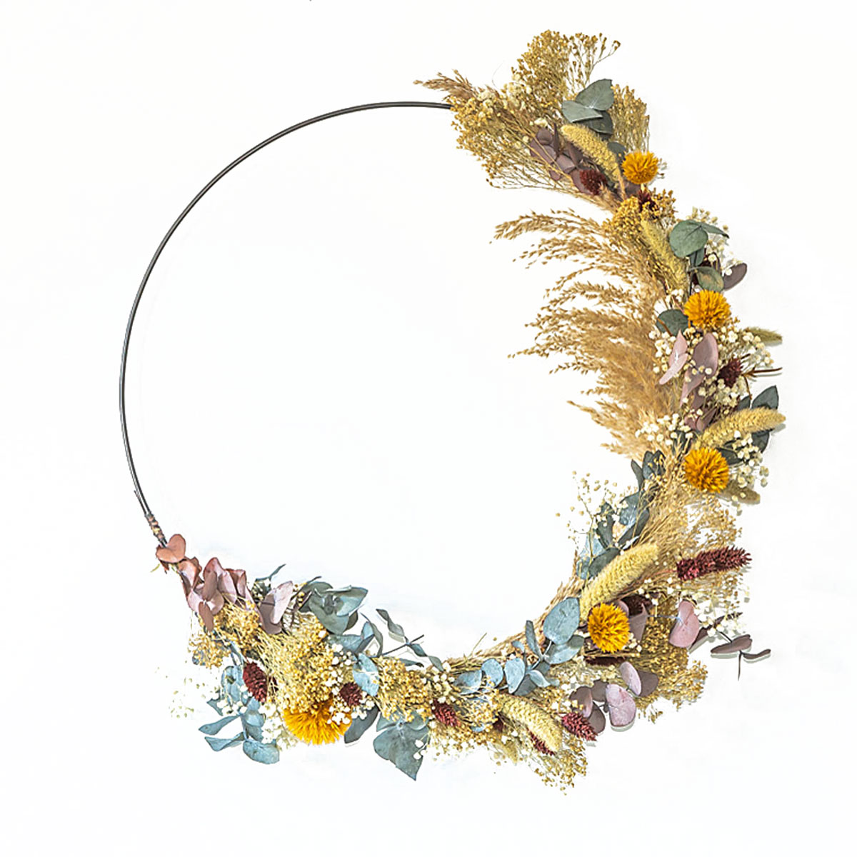 Couronne murale de fleurs séchées D50 cm HECTOR, RECONCILIATION VEGETALE