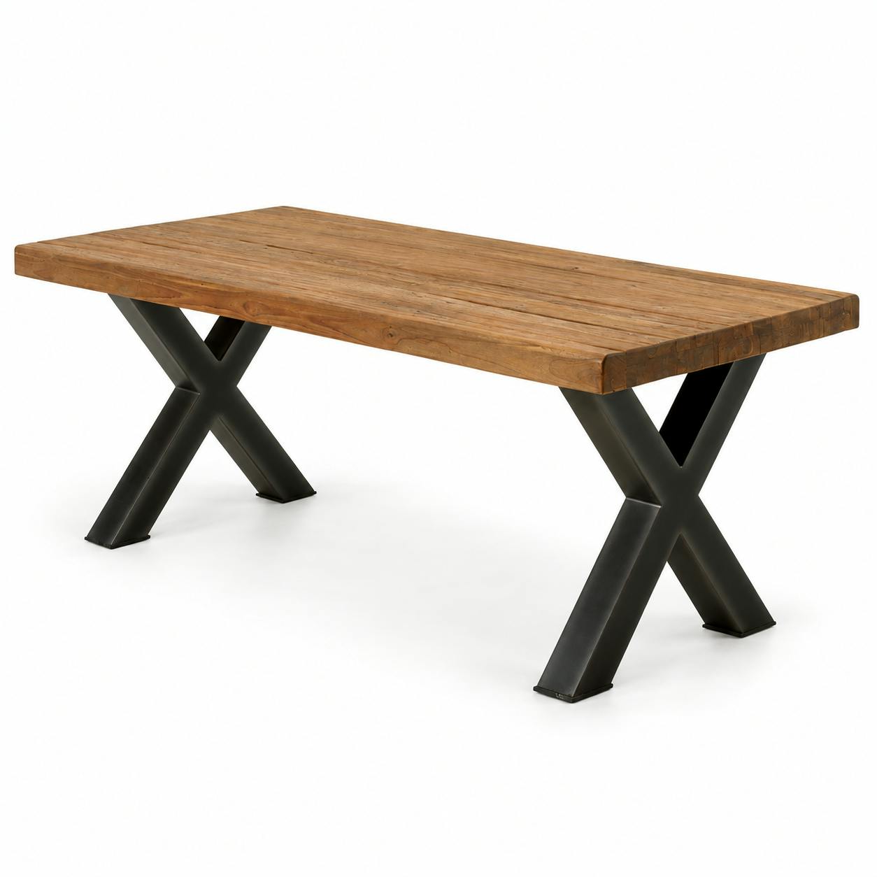 Table à manger en bois recyclé teck massif naturel et pieds métal 180x90cm KERALA, PIER IMPORT