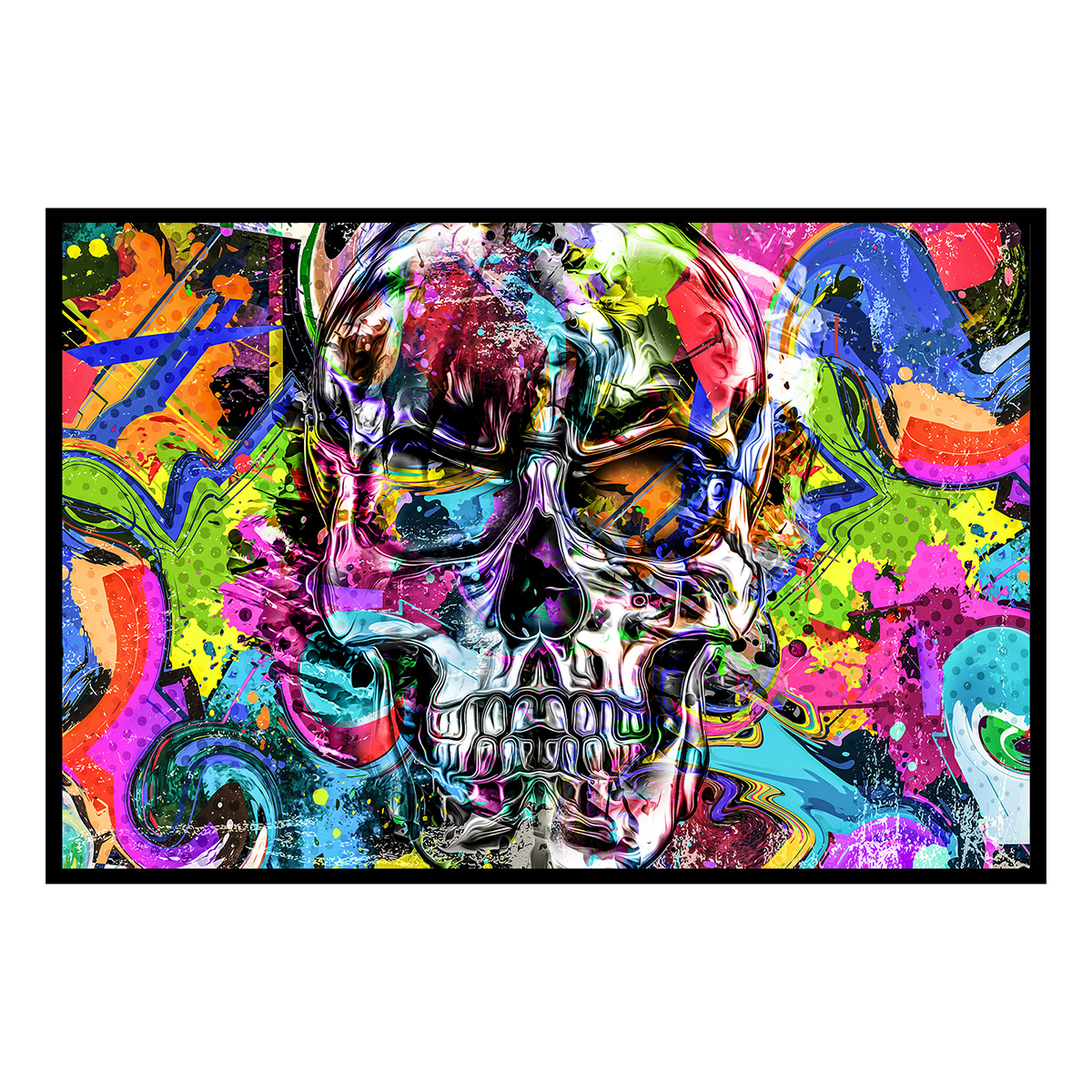 Affiche encadrée crâne artistique pop art, HEXOA
