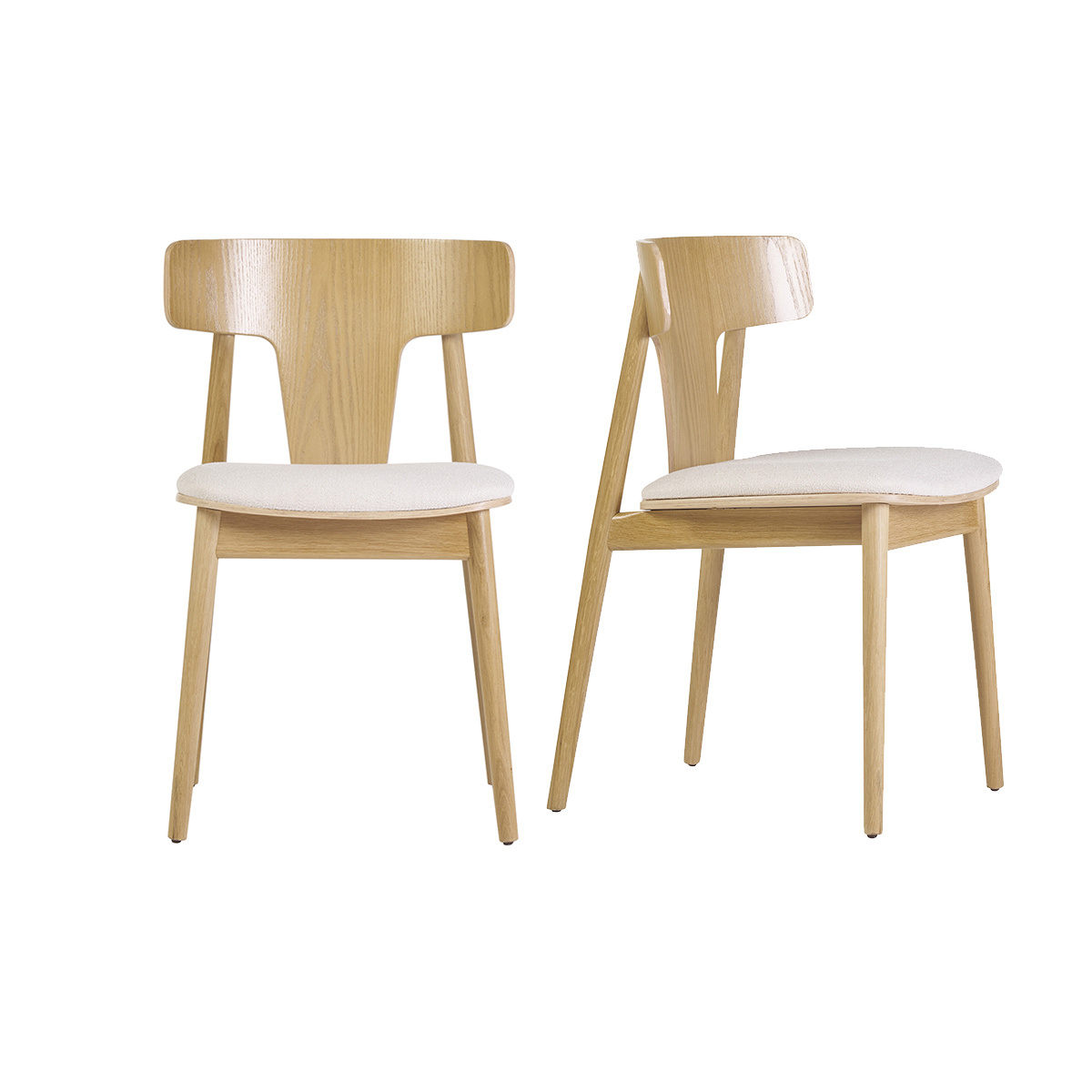Chaises scandinavesen bois clair chêne massif (lot de 2) LOUISA, MILIBOO