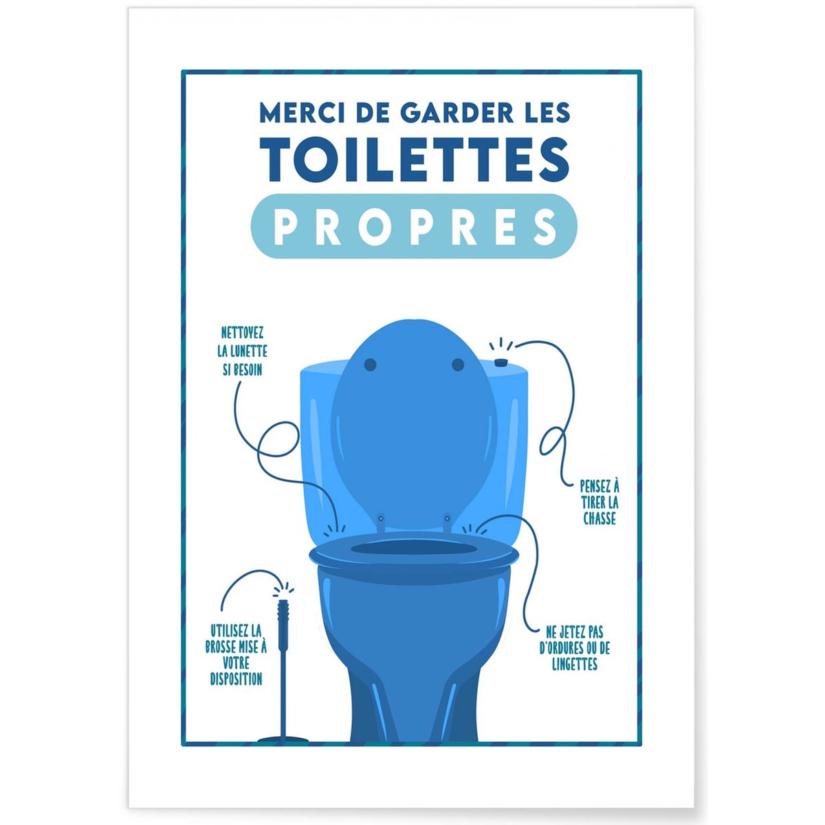 Affiche toilette propre humour au meilleur prix