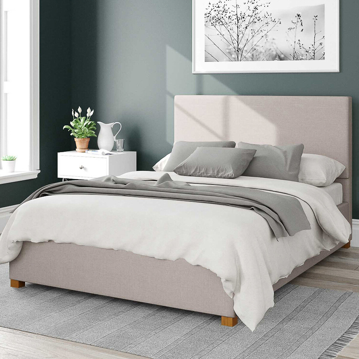 White plain online bed frame