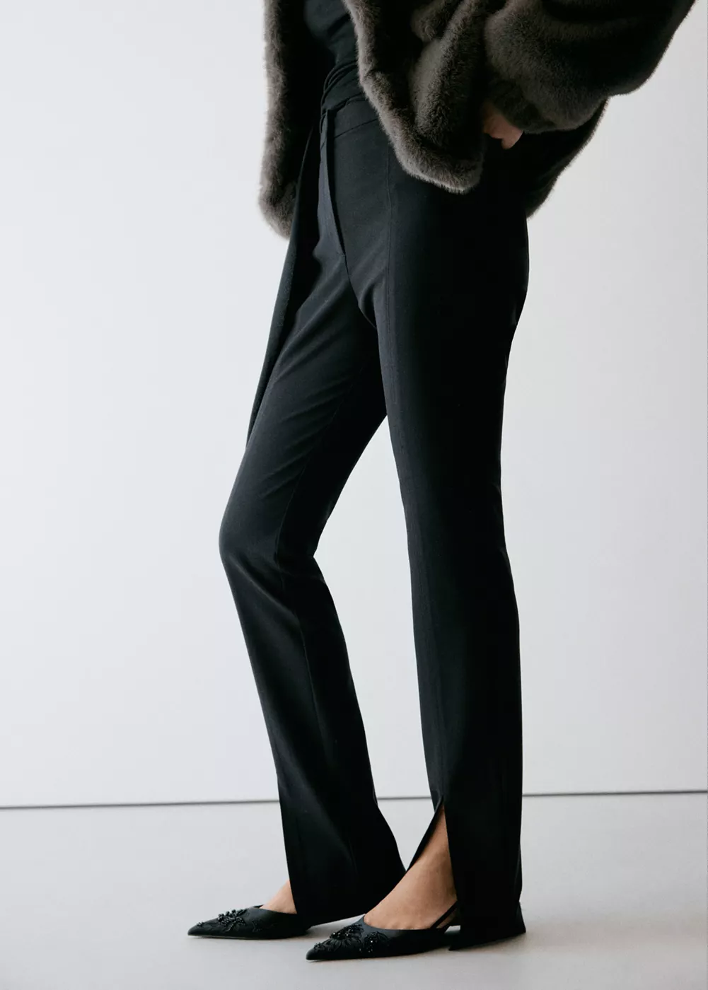 Pantalon skinny fendu en bas, MANGO