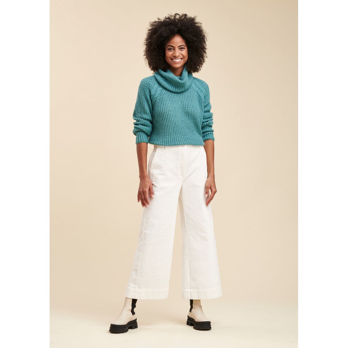 Pantalon velours outlet ecru femme