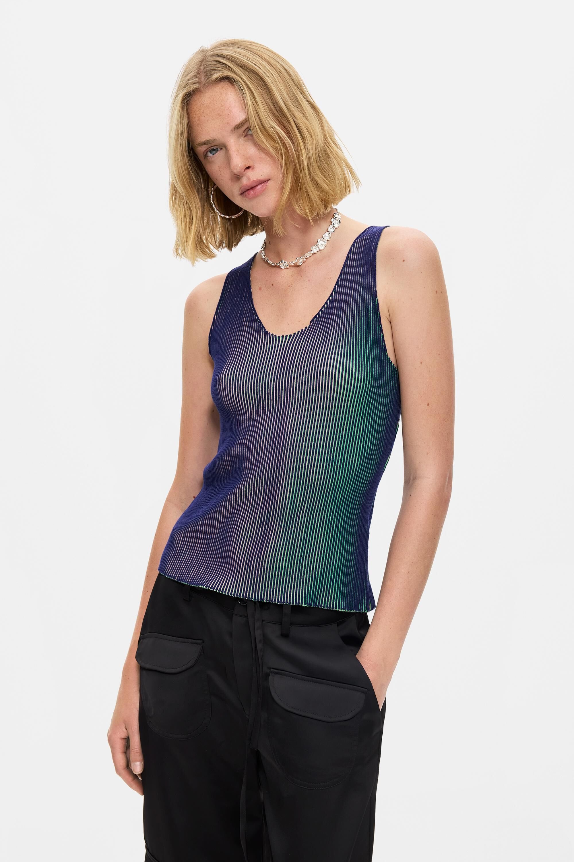 Top à bretelles en maille irisée, DESIGUAL