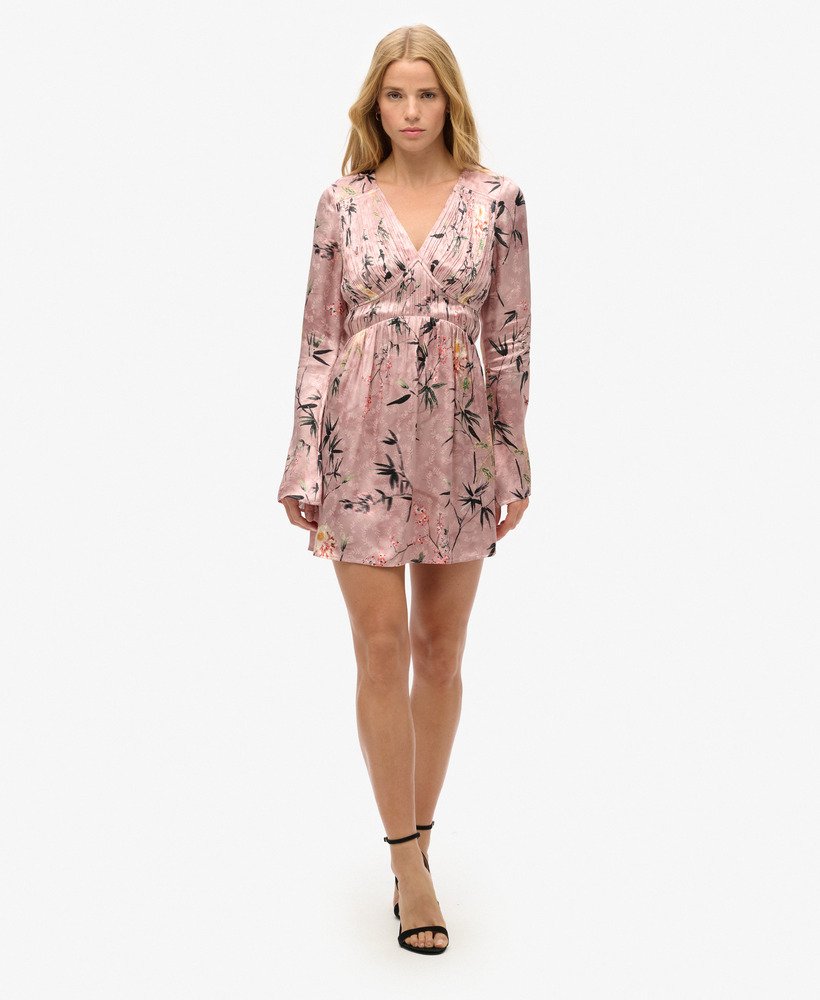 Robe courte en jacquard à manches évasées, SUPERDRY