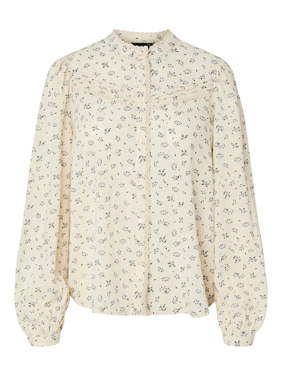 Stehkragenbluse, bedruckt, PIECES