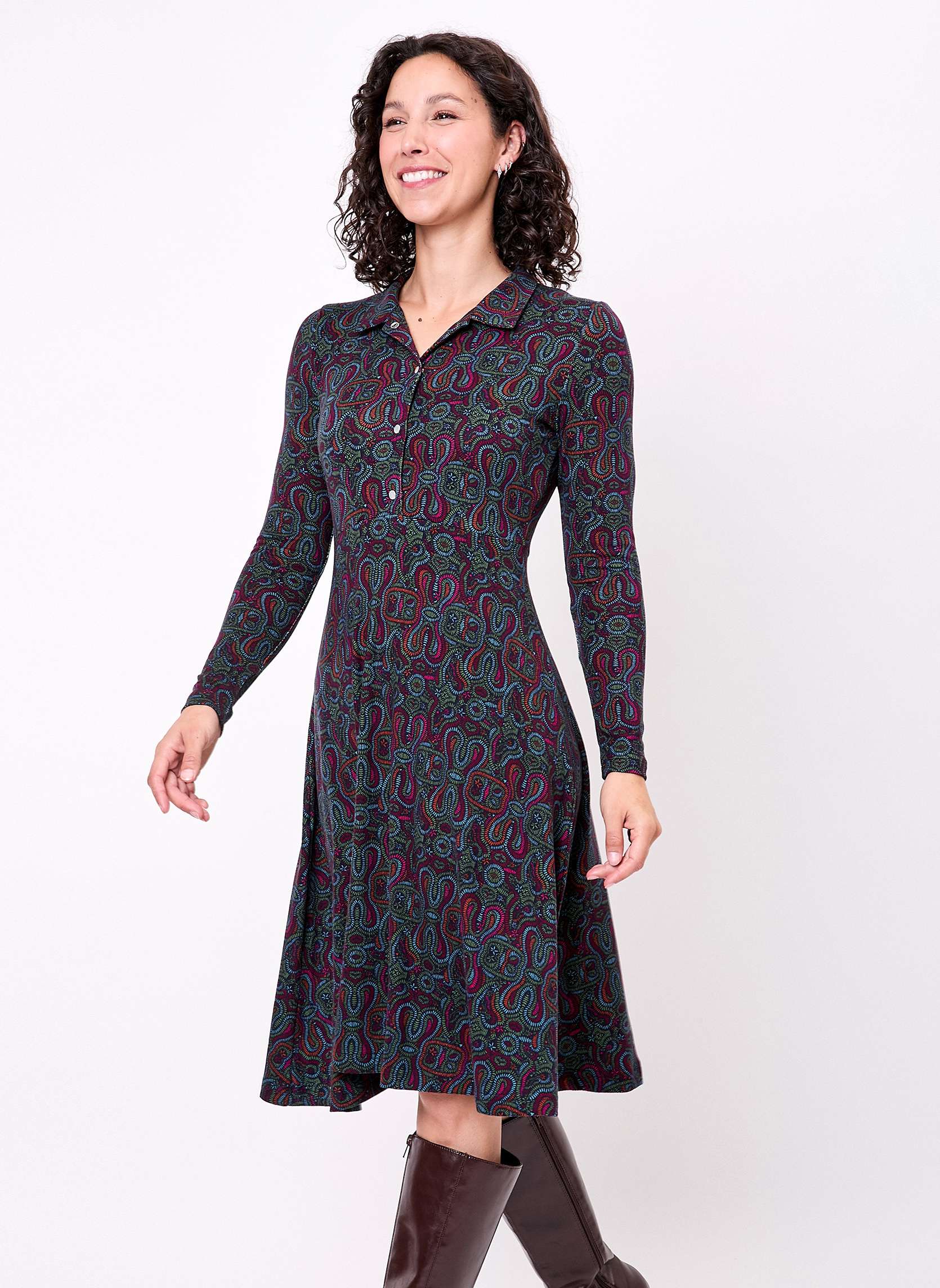 Robe chemise maille fluide imprimée SANDA, LA FIANCÉE