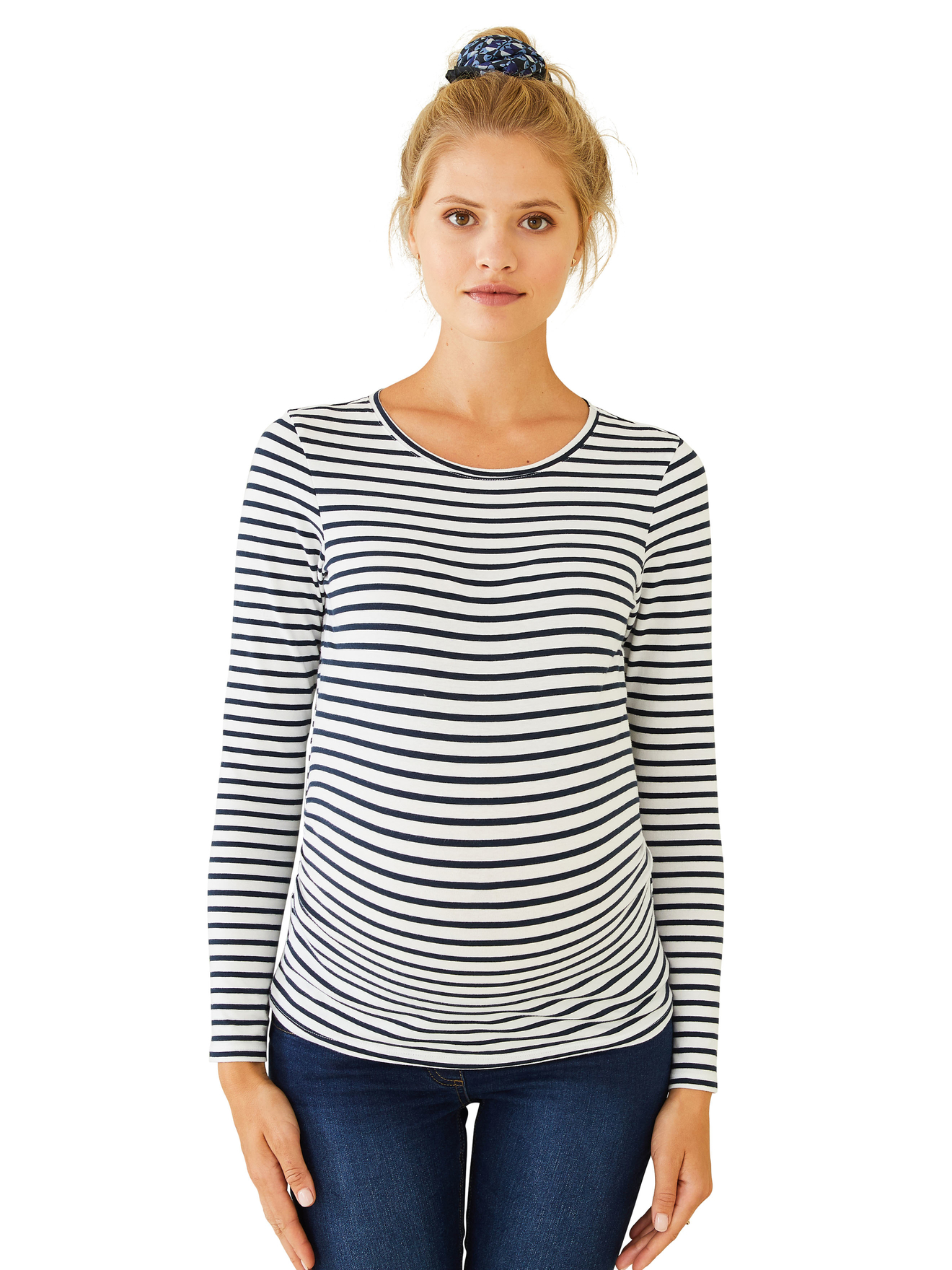 Tee-shirt Rayé Bébé à Manches Longues Vertbaudet - Marinère Classique - 100% Coton - Ouverture Pressions Dos