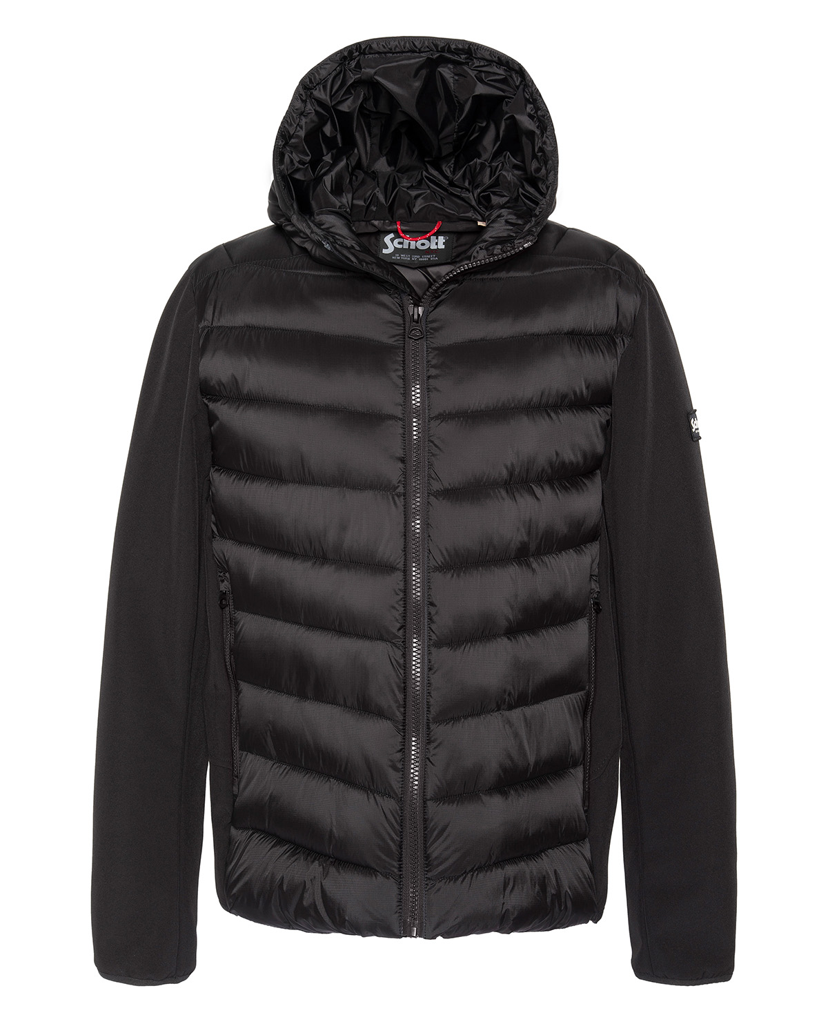Blouson bi-matière à capuche, SCHOTT
