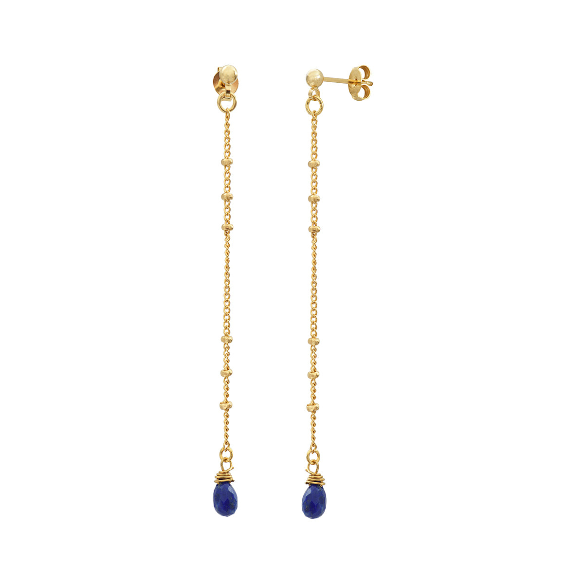 Boucles d'oreilles longues danae lapis lazuli, CAROLINE NAJMAN