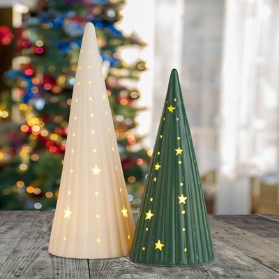 Set of 2 Ceramic Cone Christmas Tree Lights SO'HOME