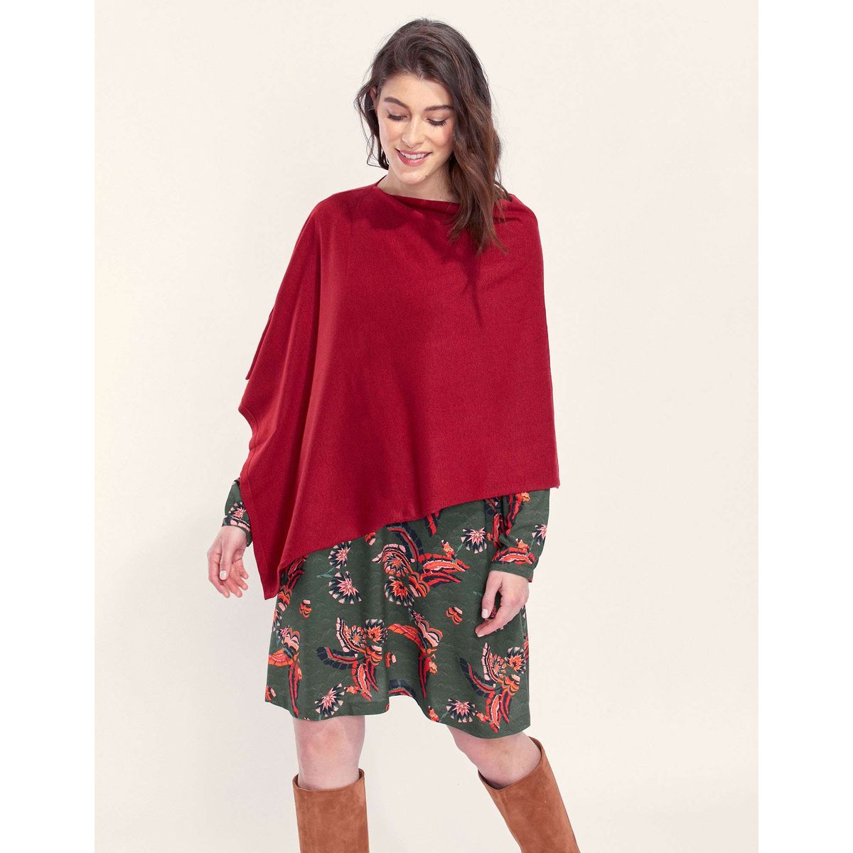 Veste cape store rouge femme