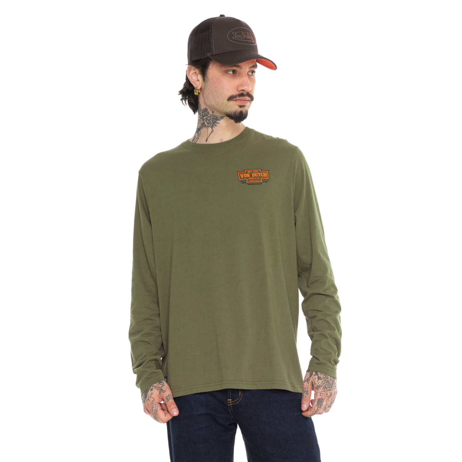 T-shirt homme regular manches longues jersey160GSM print devant Flynn, VON DUTCH