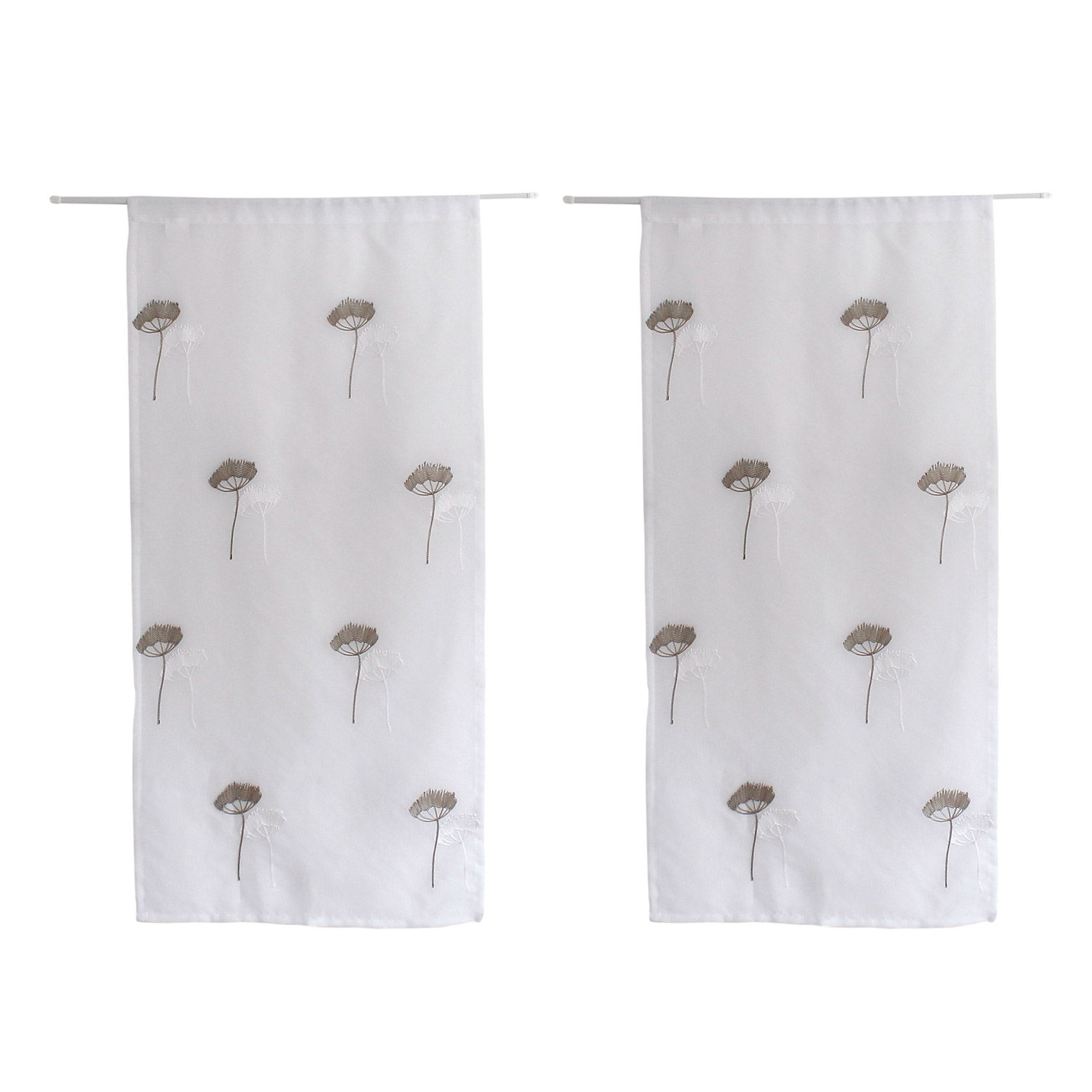 Paire de petits voilages brodés de fleurs, HOME MAISON