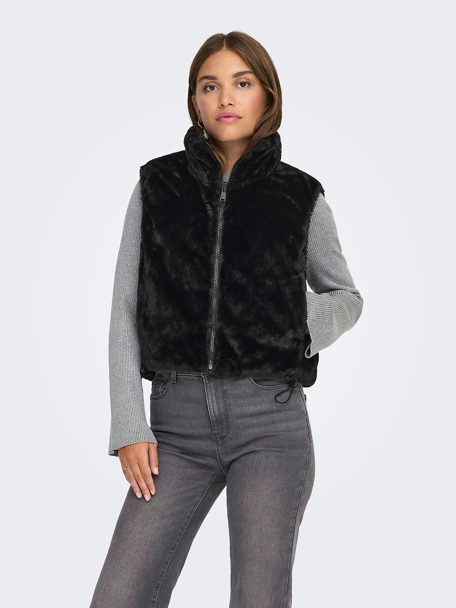 Doudoune sans manches en tissu duveteux, ONLY