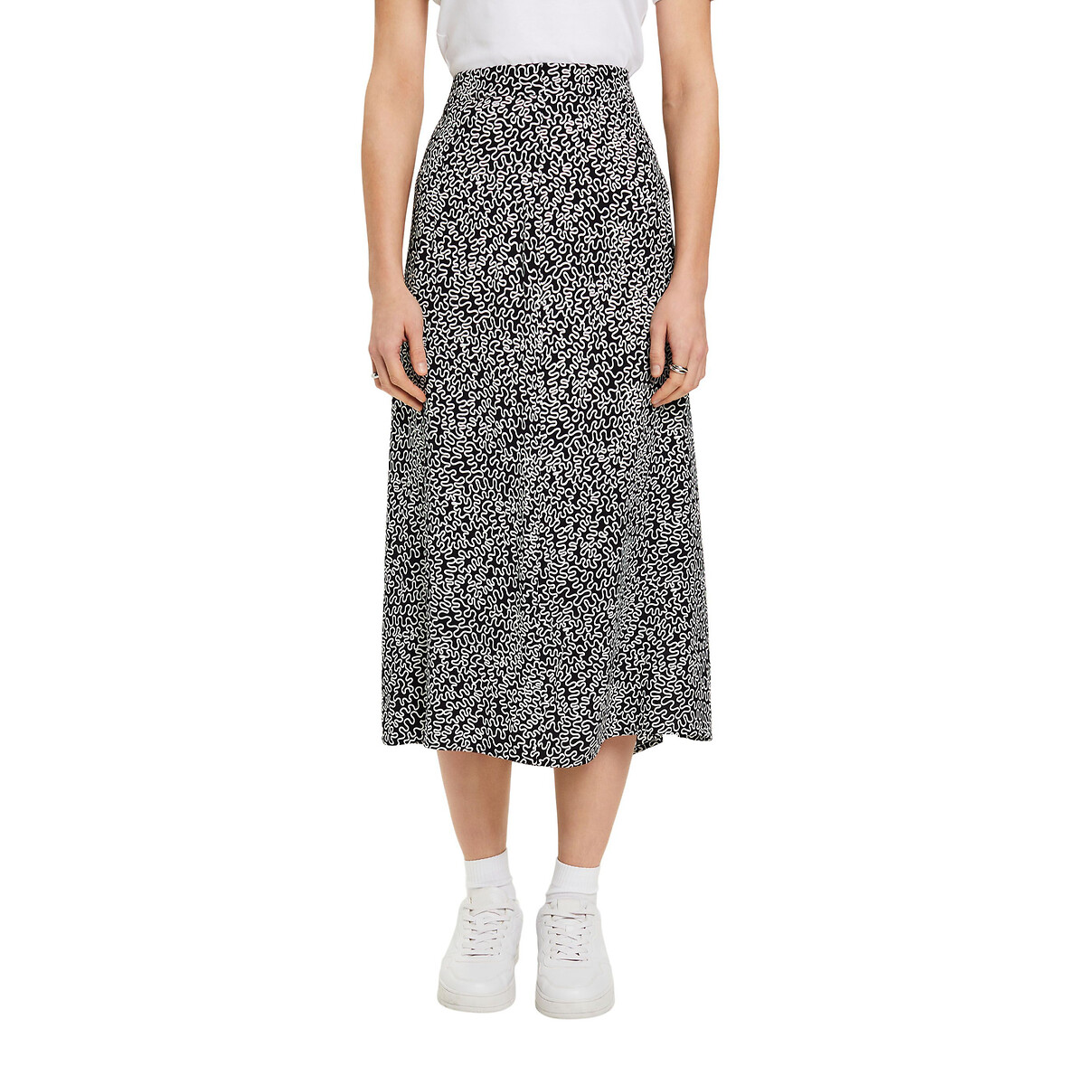 Image of Printed Midi Skirt