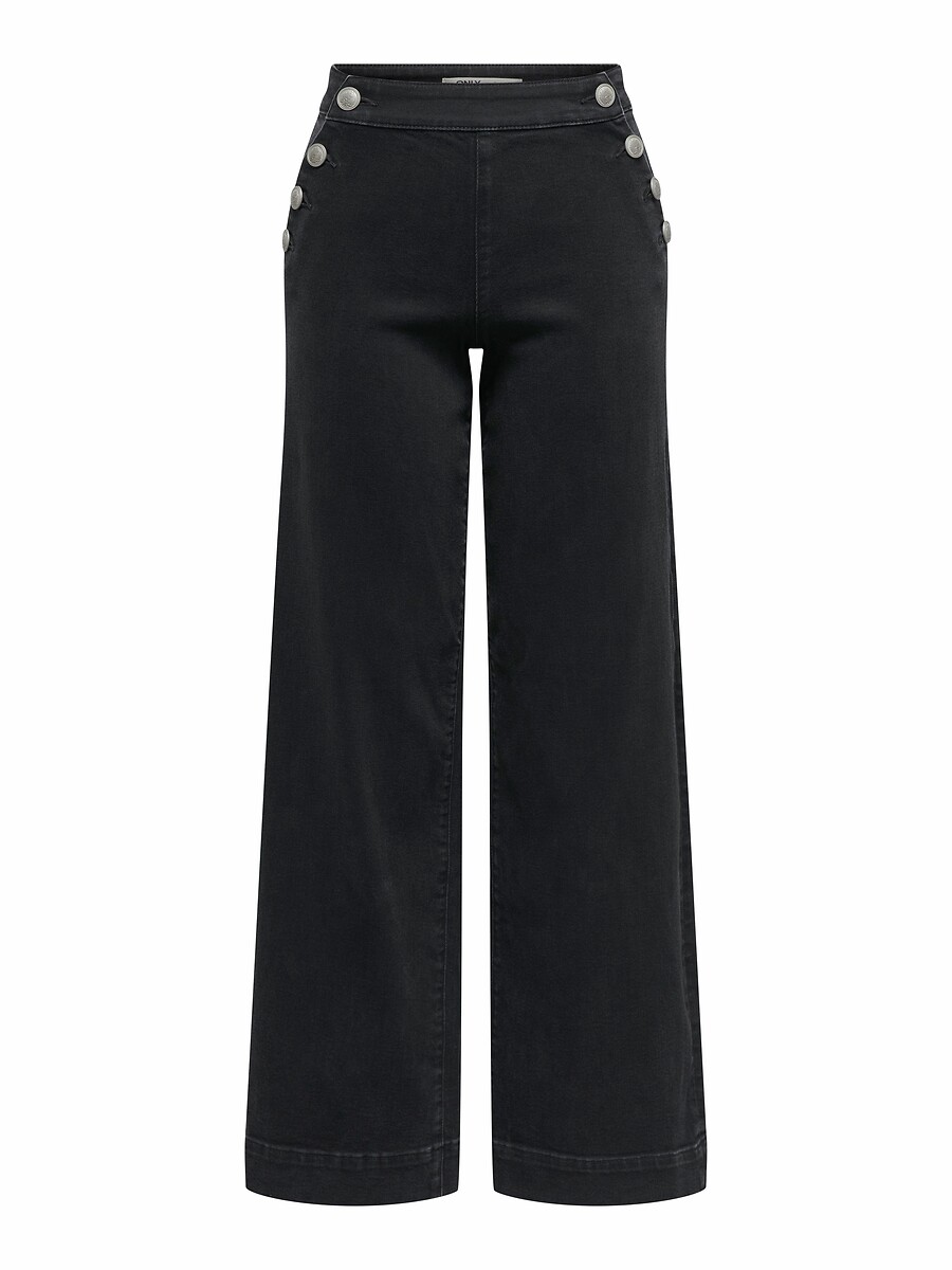 Jean large taille haute, avec boutons côtés