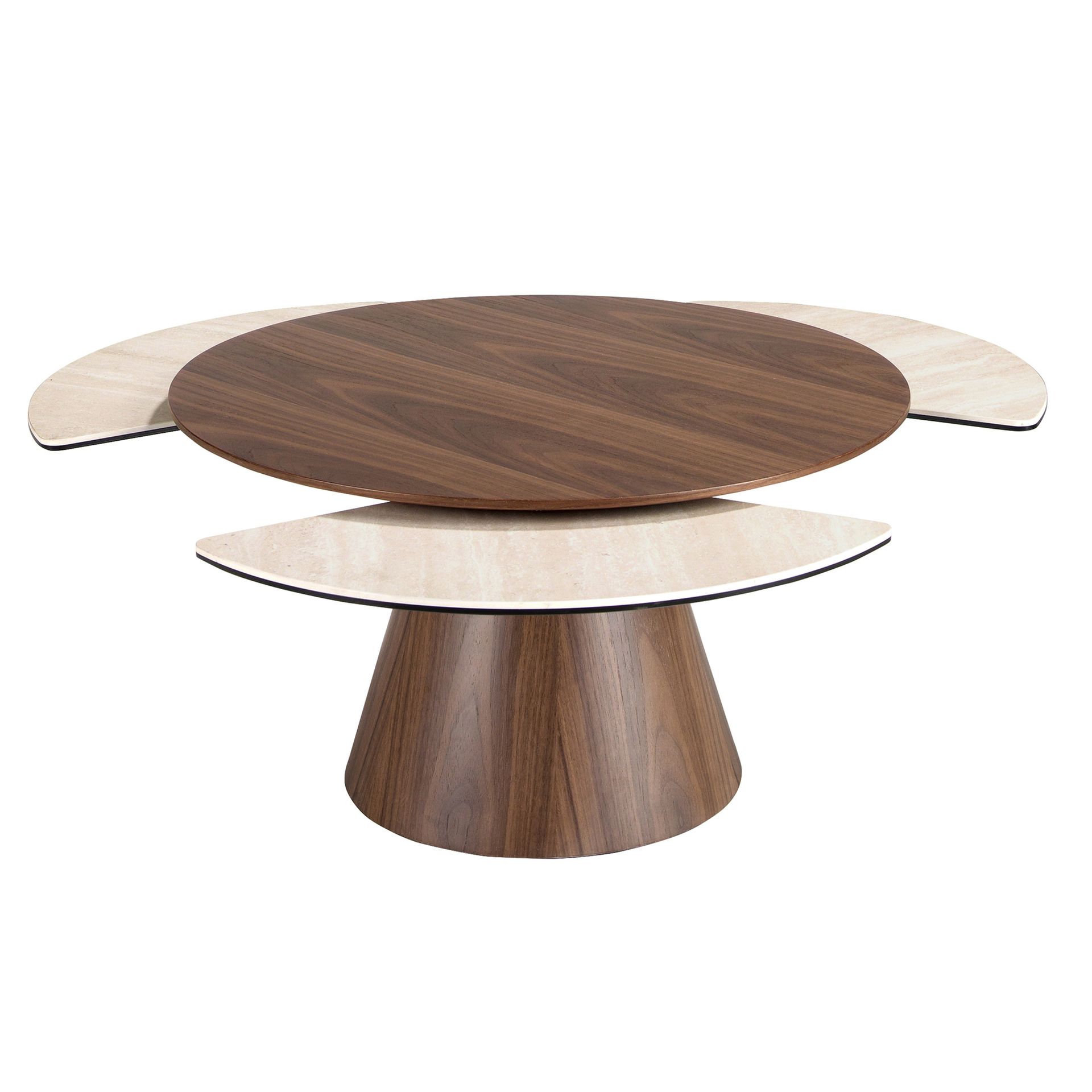 Table basse extensible ronde en bois et marbre porcelainé, ANGEL CERDA