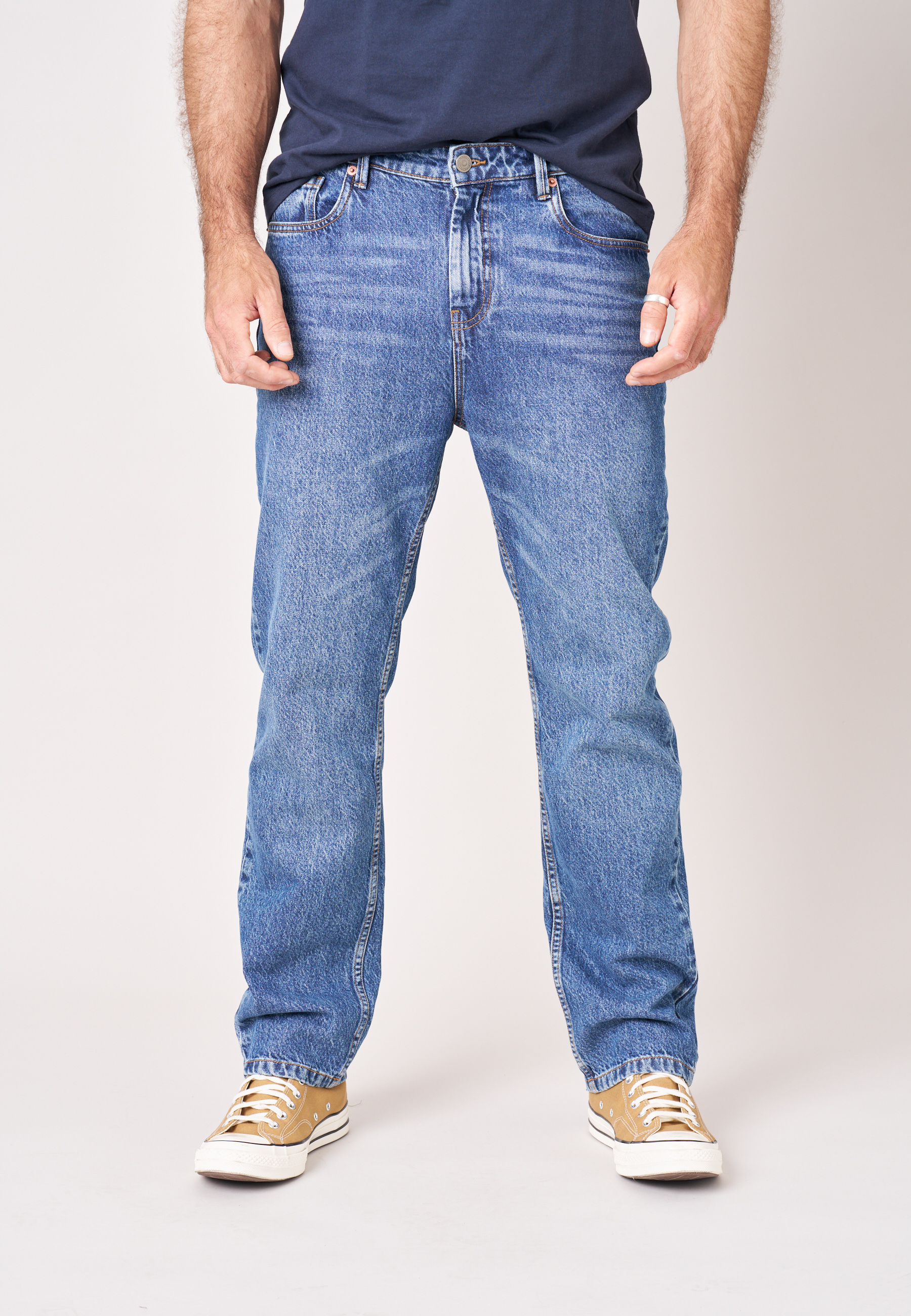 Jean straight homme en 100% coton bleu délavé SAUL, DEELUXE