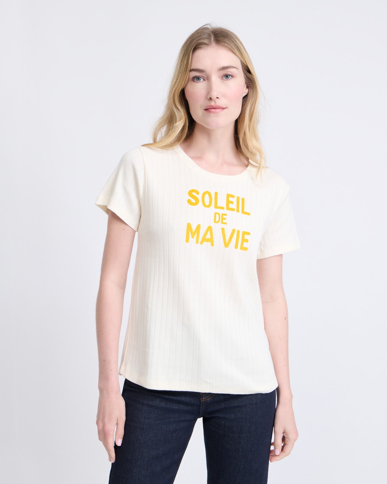 T-shirt imprimé velours en coton bio, SOLEIL DE MA VIE, EMOI EMOI