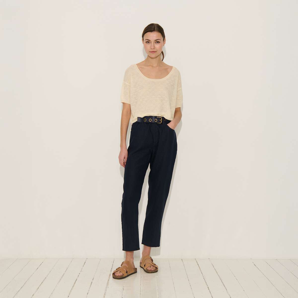 Pantalon droit 7/8 en lin PABLO, BENSIMON