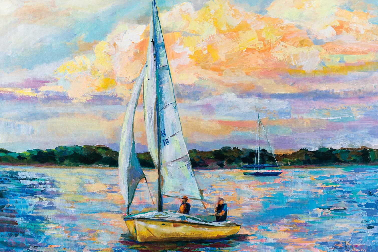 Tableau paysage mer voile du dimanche, HEXOA