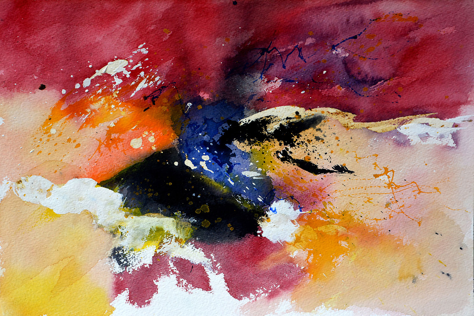Tableau peint abstraite aquarelle, HEXOA