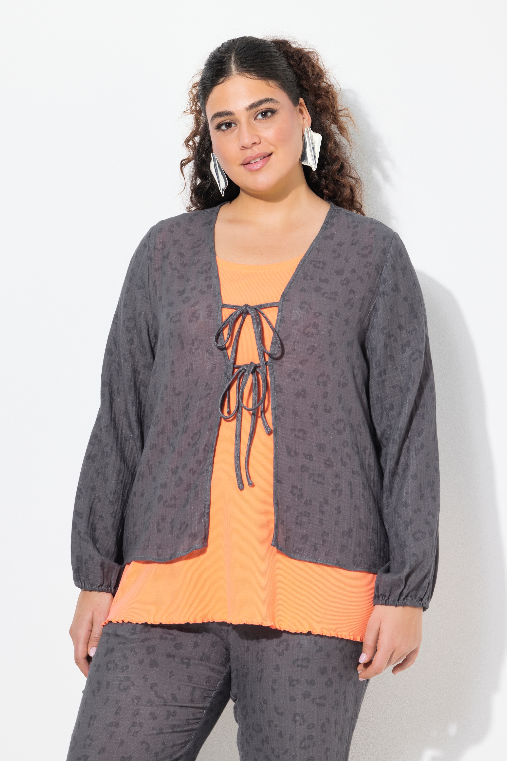 Blouse en mousseline. Manches longues., ULLA POPKEN
