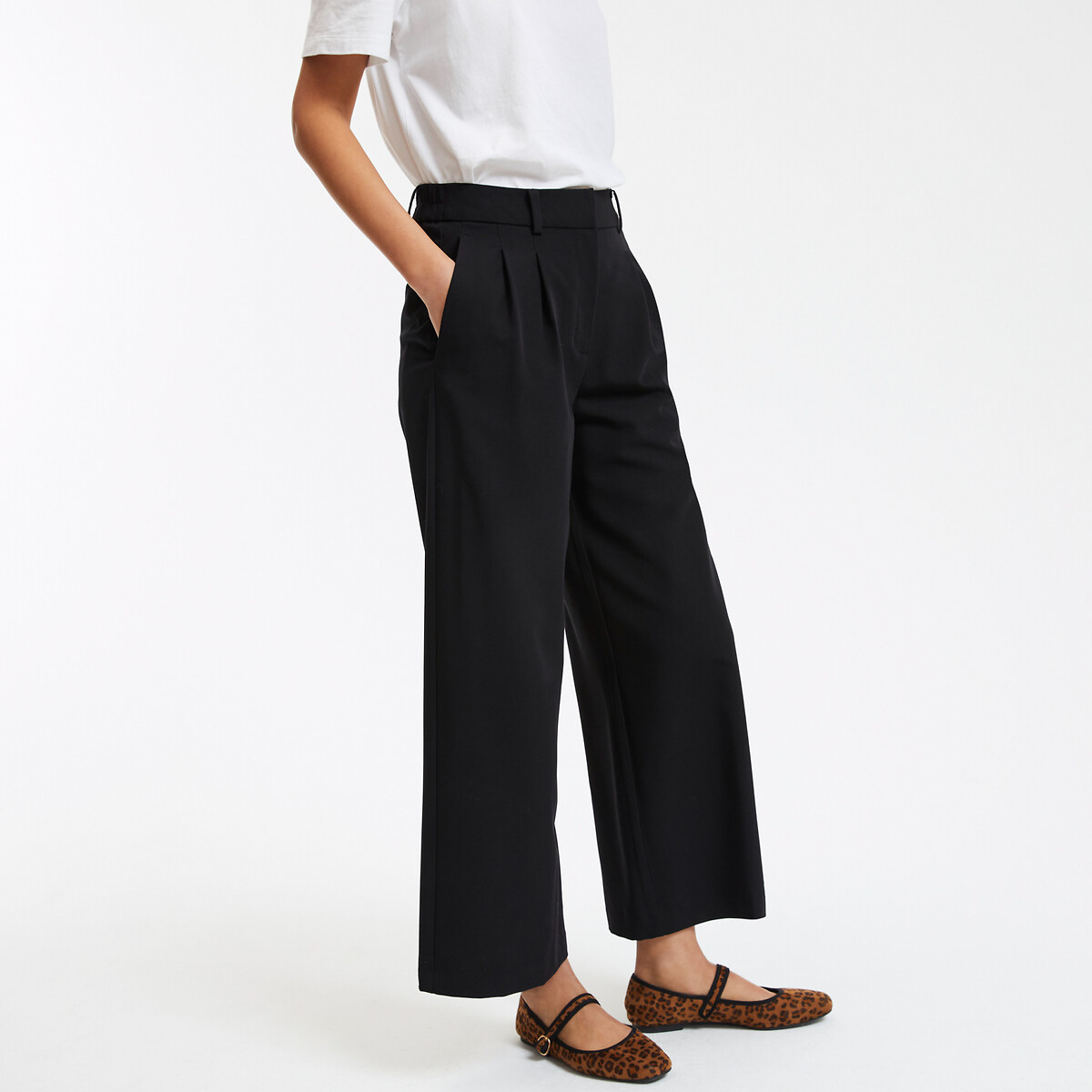 Pantalon raccourci, large à pinces
