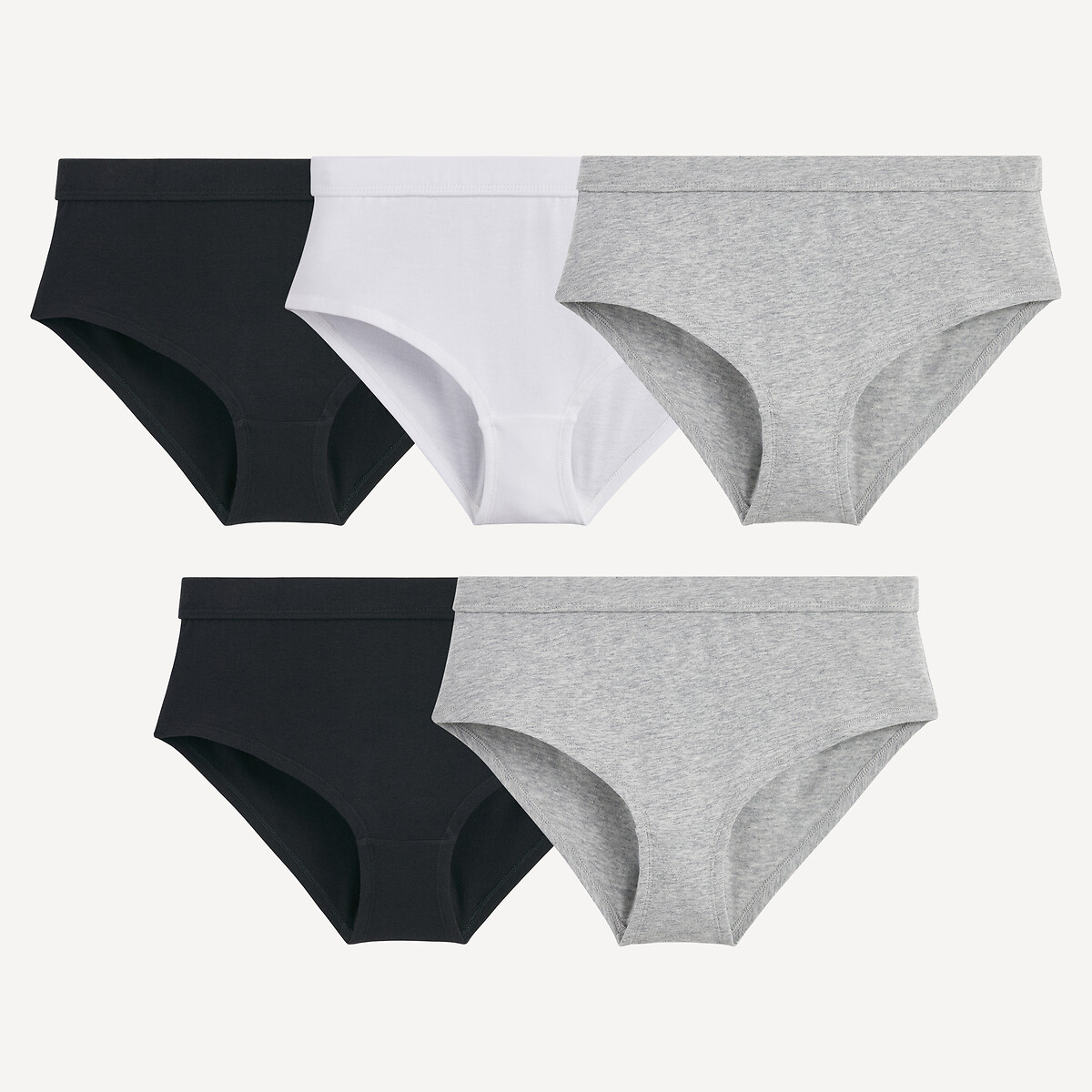 Lot de 5 shorties en coton unis, LA REDOUTE COLLECTIONS