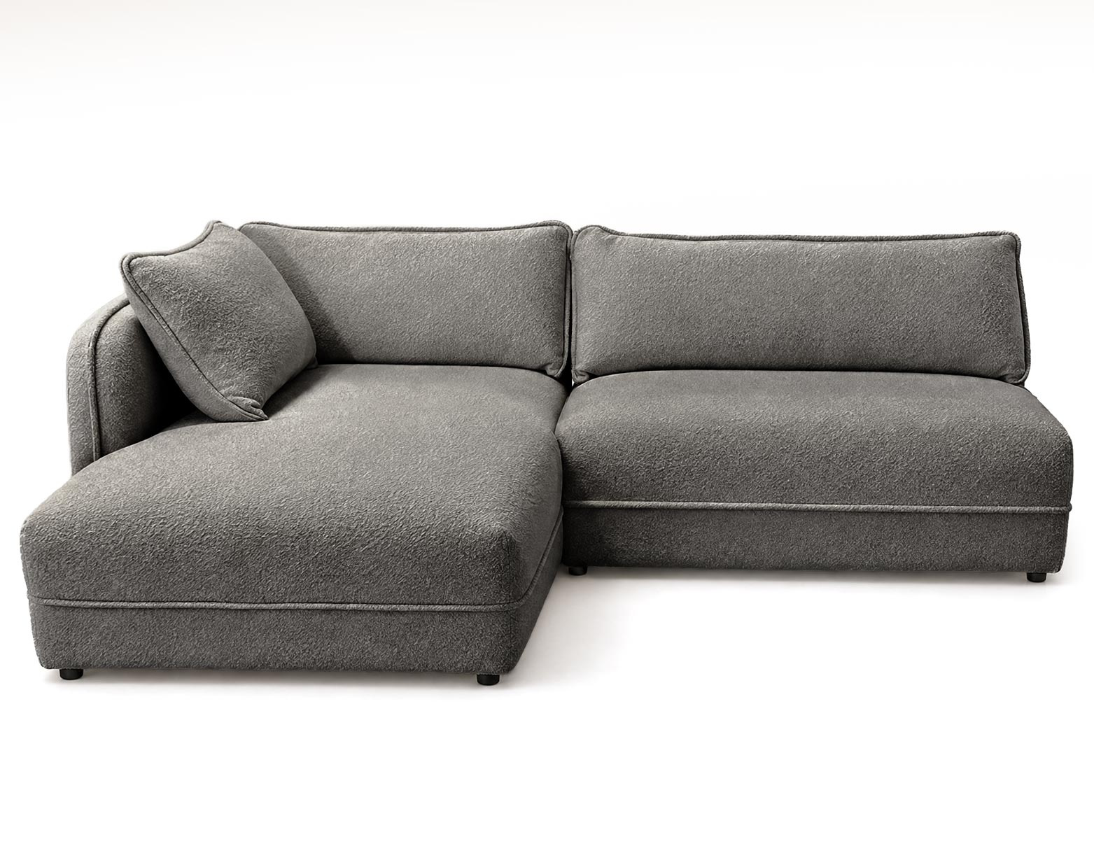 Canapé d'angle gauche 5 places en tissu bouclette, LUCIEN, BEST MOBILIER