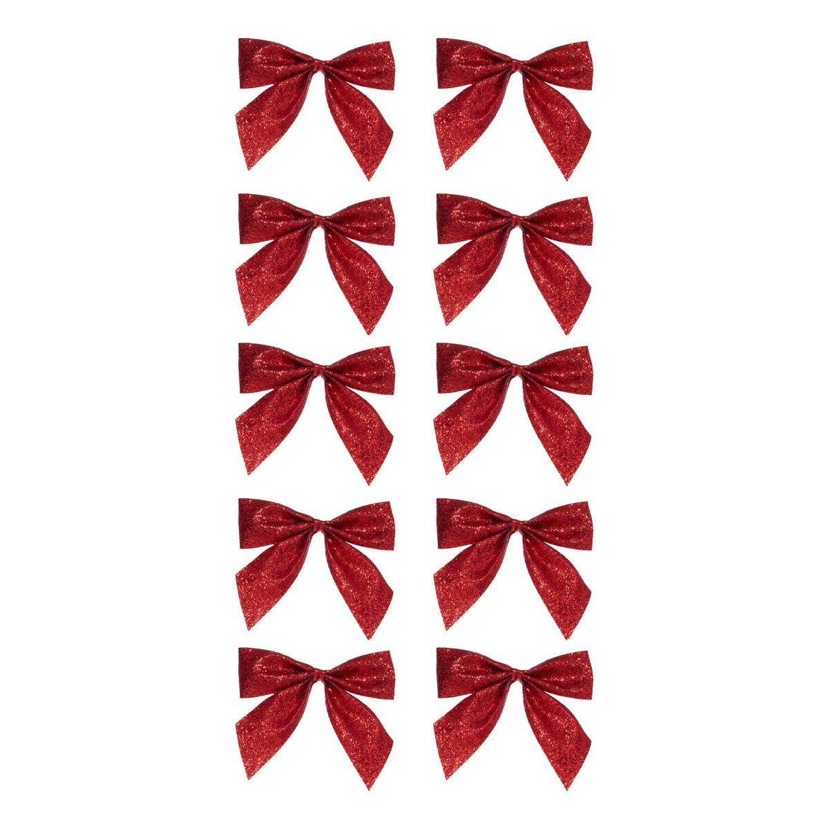 Lot de 10 nœuds de sapin mini pailletés or, FEERIC LIGHTS & CHRISTMAS