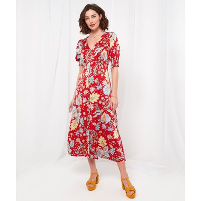 Floral Print Maxi Dress with Short Balloon Sleeves JOE BROWNS