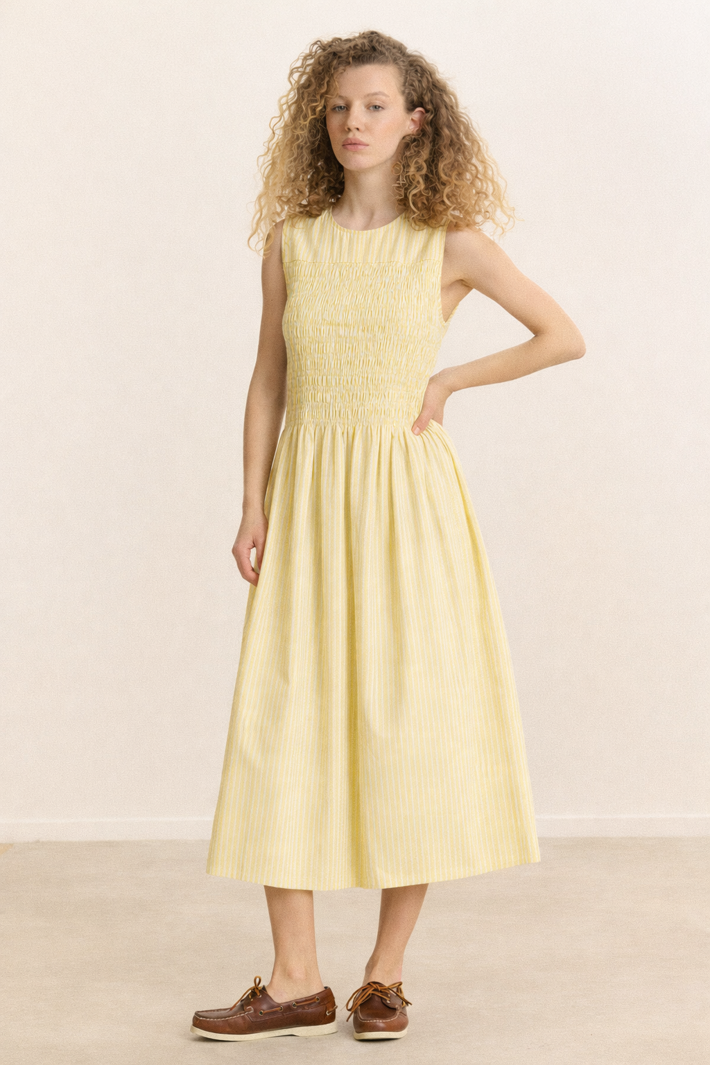 Robe longue à rayures smockée  CAPUCINE, GARANCE PARIS 