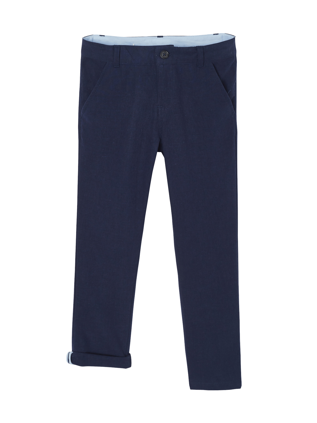Pantalon chino en coton/lin, VERTBAUDET