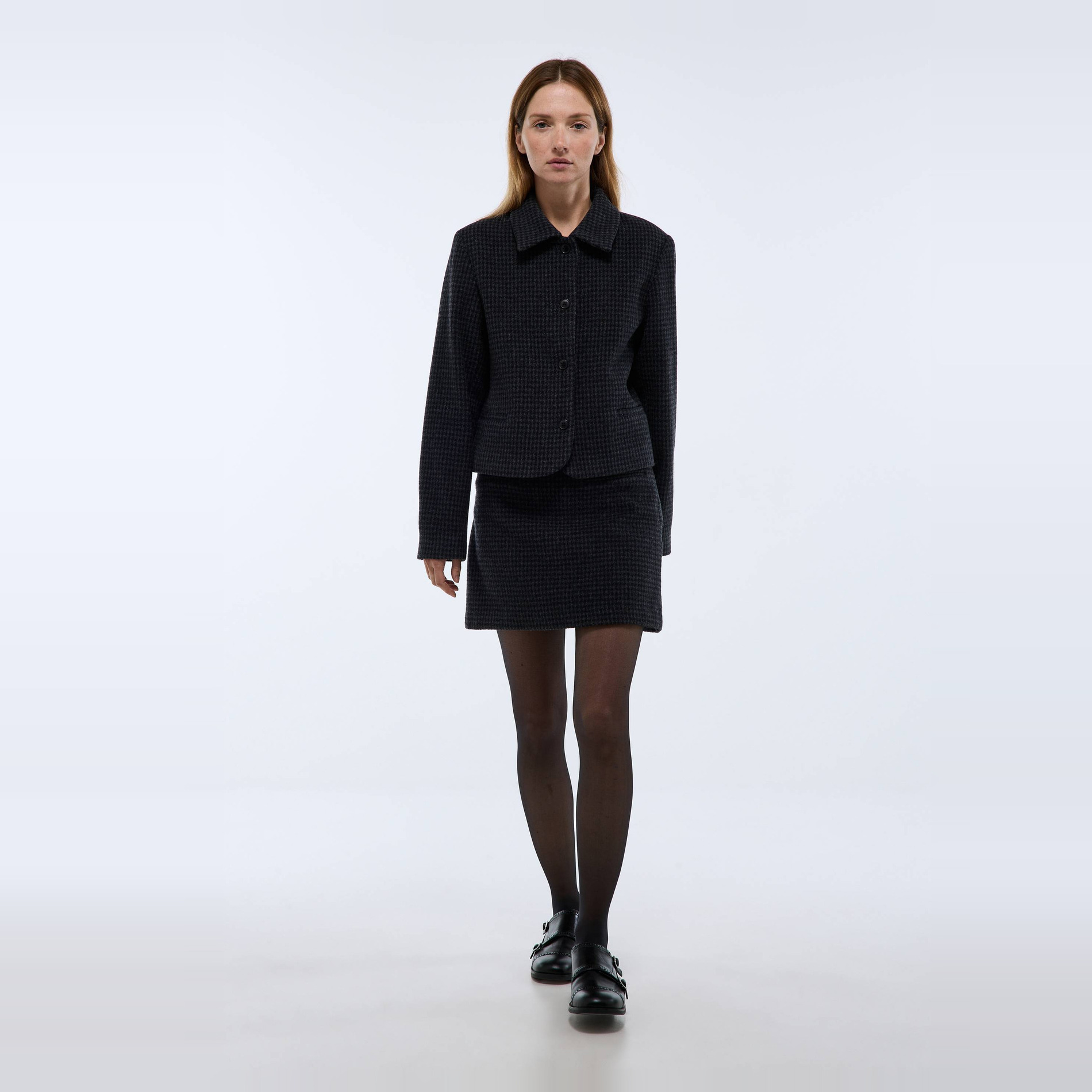 Veste courte à carreaux contenant de la laine, MONOPRIX
