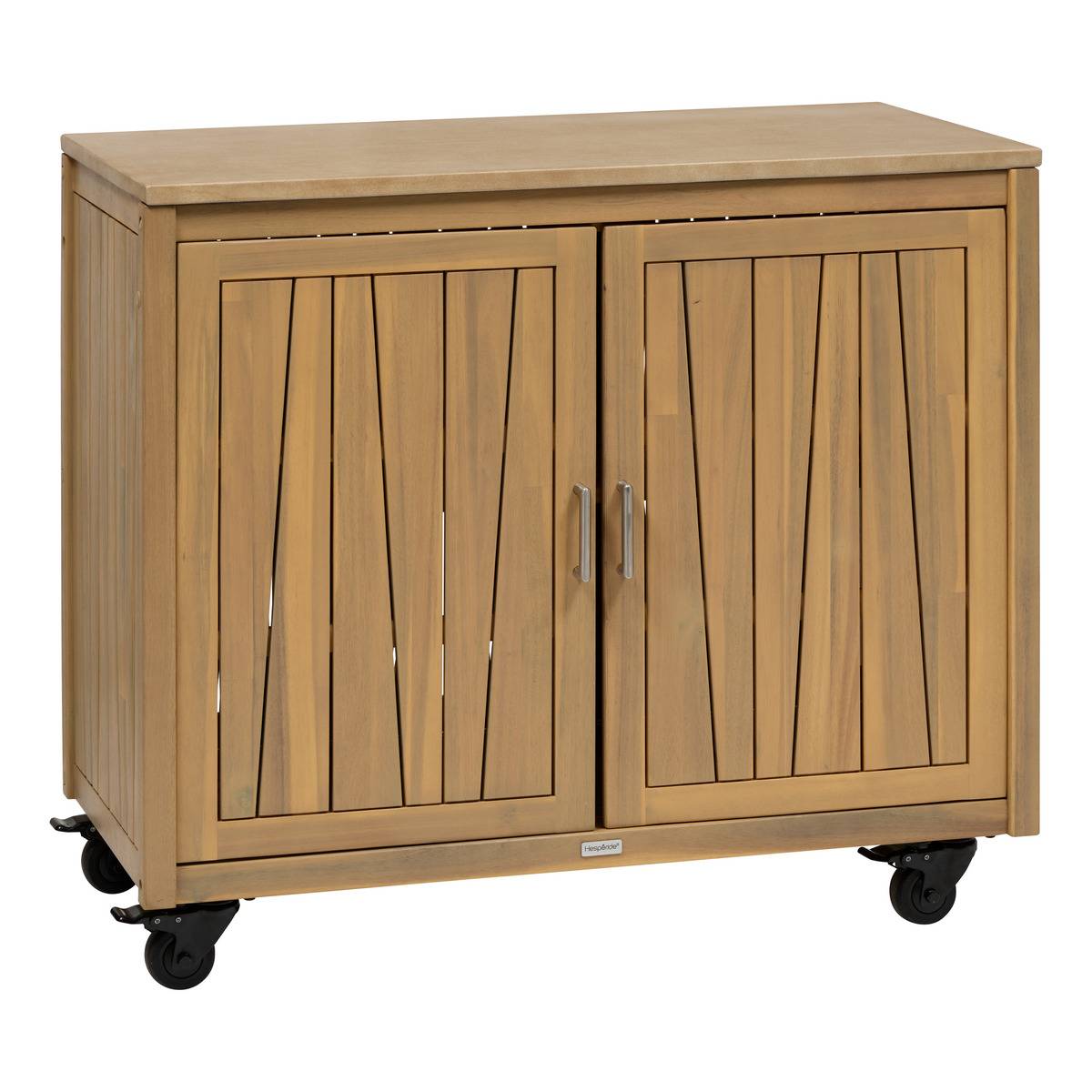 Module de cuisine d'été 2 portes en acacia et granit LODGIA, HESPERIDE